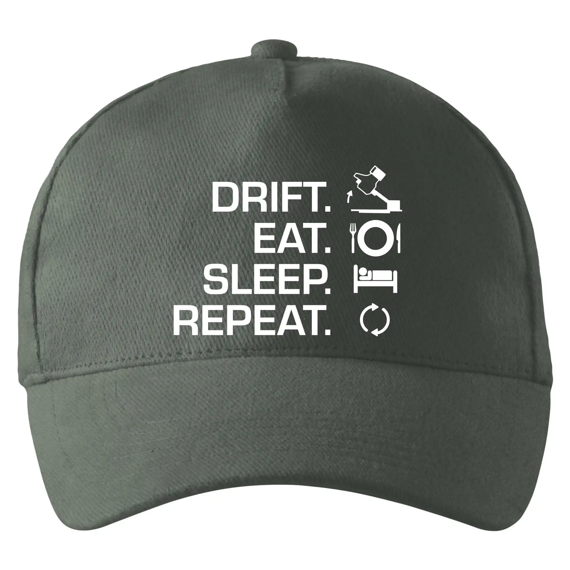 Auto tričká - Drift Eat Sleep Repeat - Šiltovka so zahnutým šiltom a mosaznou sponou