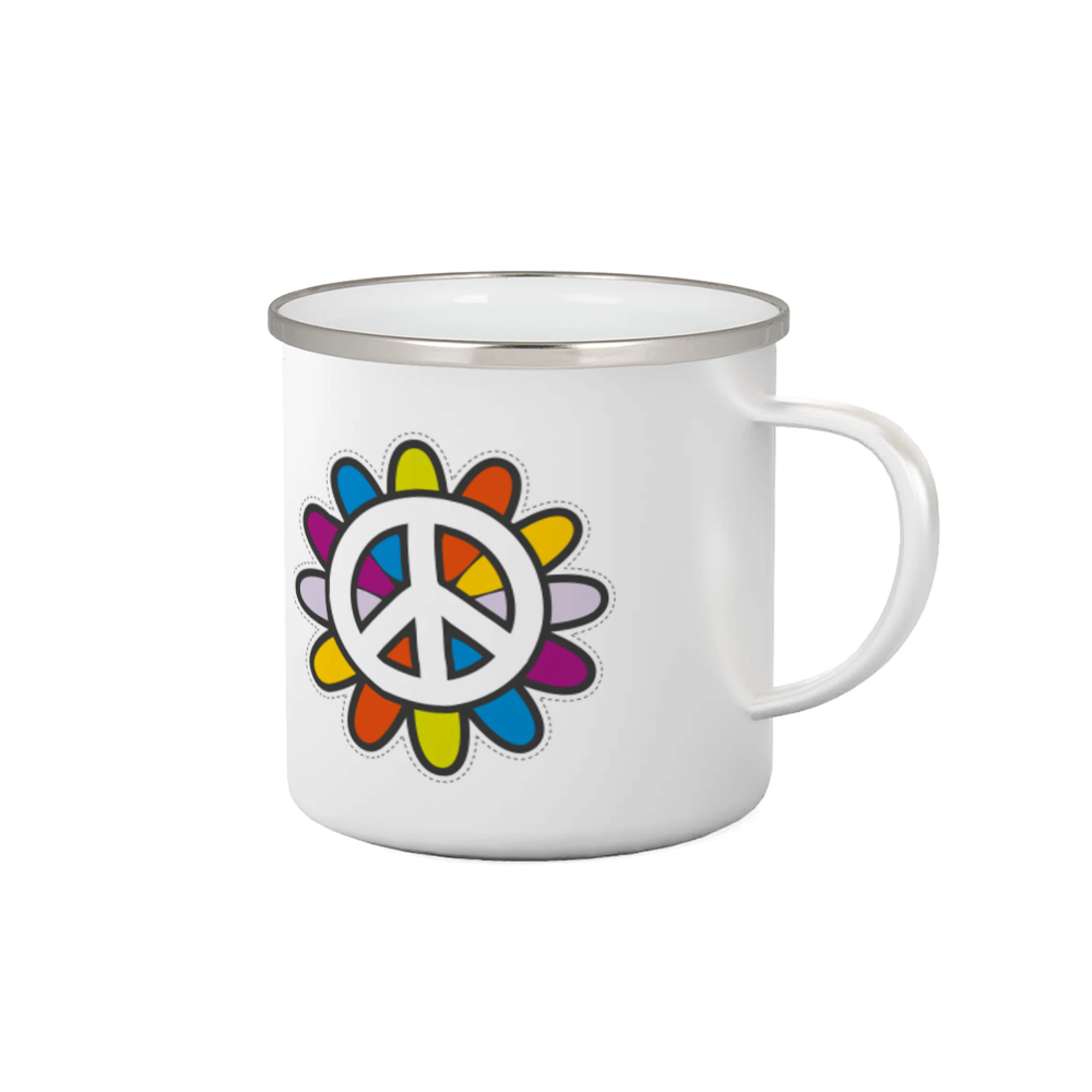 Tričká pre pohodový ľudí - Peace symbol s kreslenou kvetinou - Plecháčik