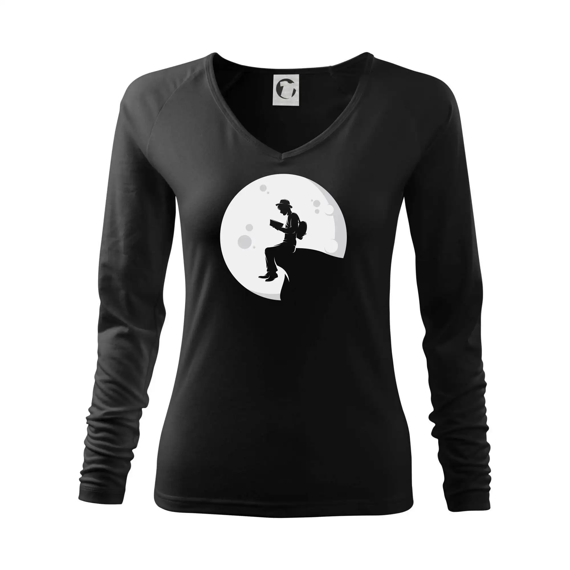 Tričká s motívom kníh pre milovníkov čítania a vône papiera - Knihomoľ a mesiac - Tričko dámske Elegance