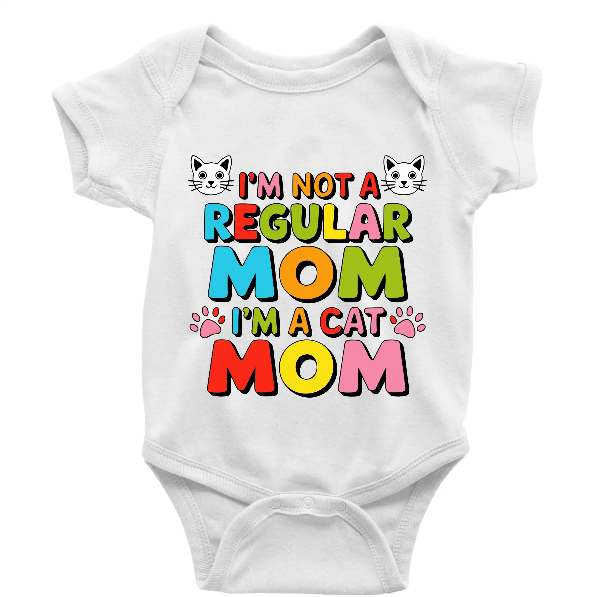 Vtipná tričká s mačkou - I'm not a regular mom I'm a cat mom - Body dojčenské s krátkym rukávom