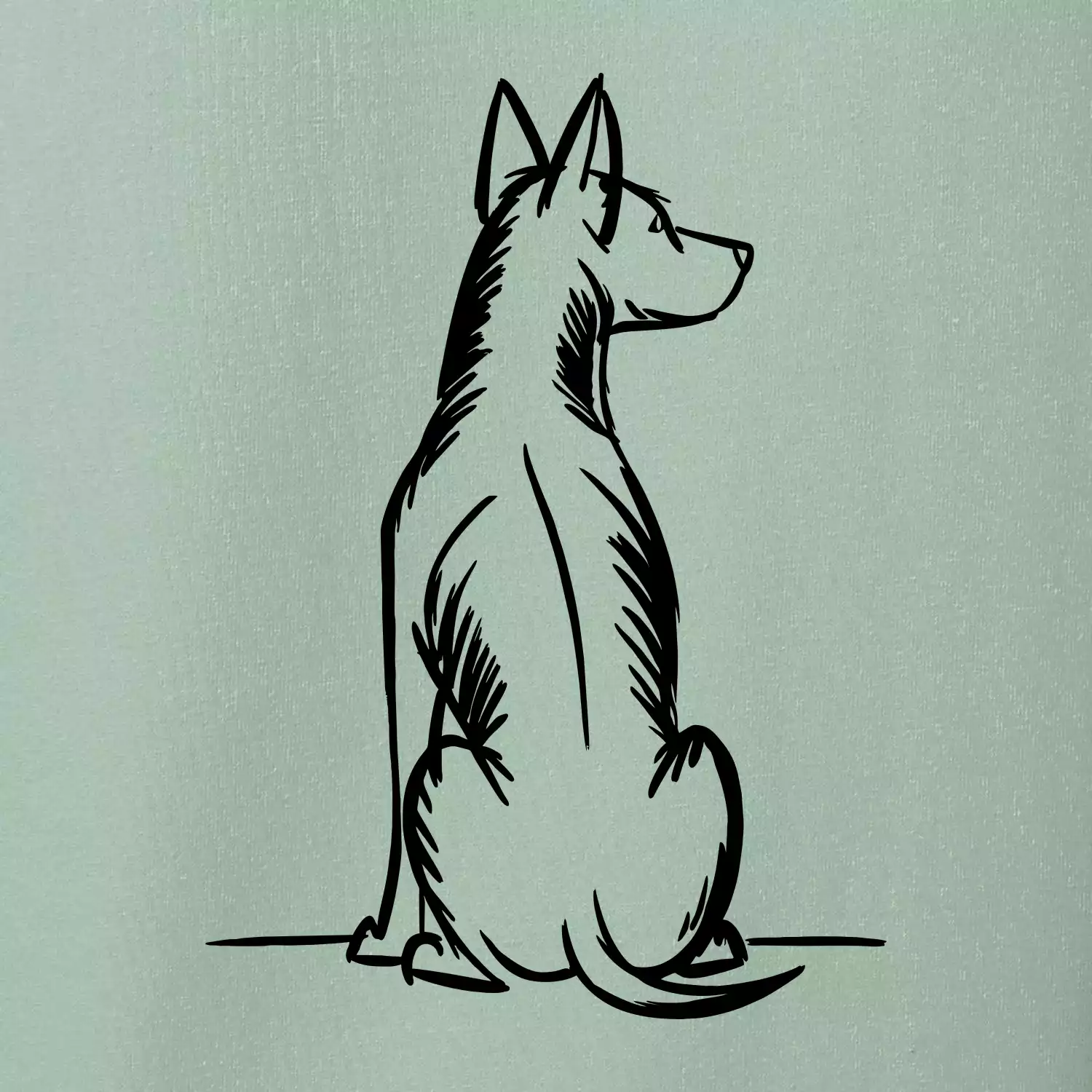 Pes kreslený zezadu