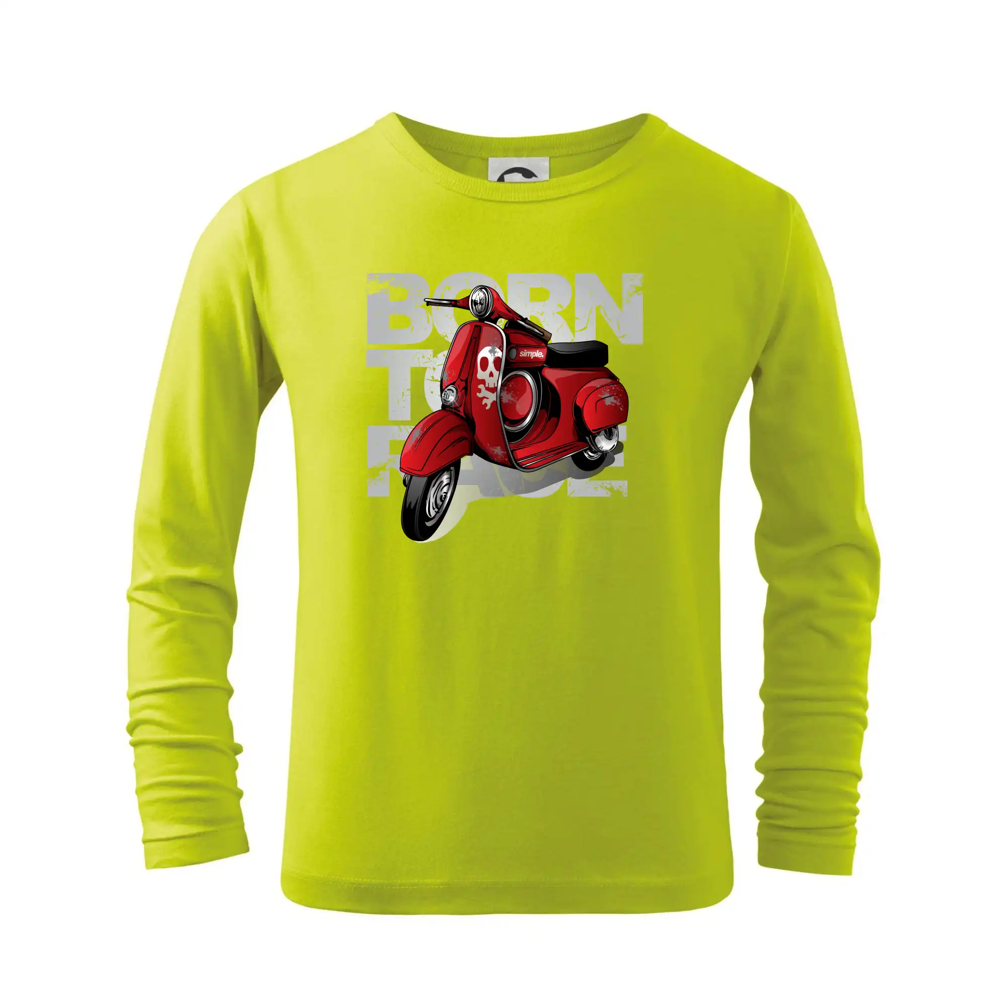 Scooter born to ride red - Tričko detské Long Sleeve