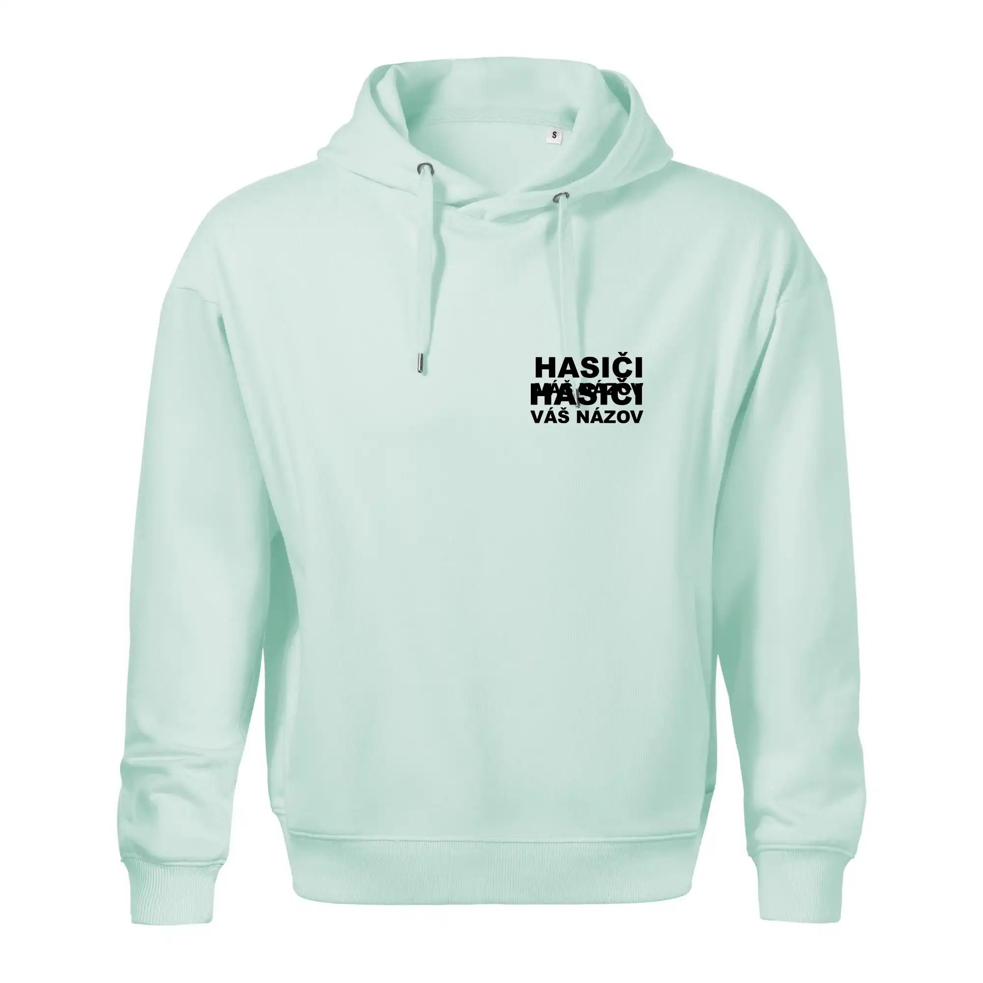 Originálne tričká pre hasičov - Hasiči nápis (názov zboru - vlastný nápis) - Oversized mikina pánska Moon - kratšia + širšia