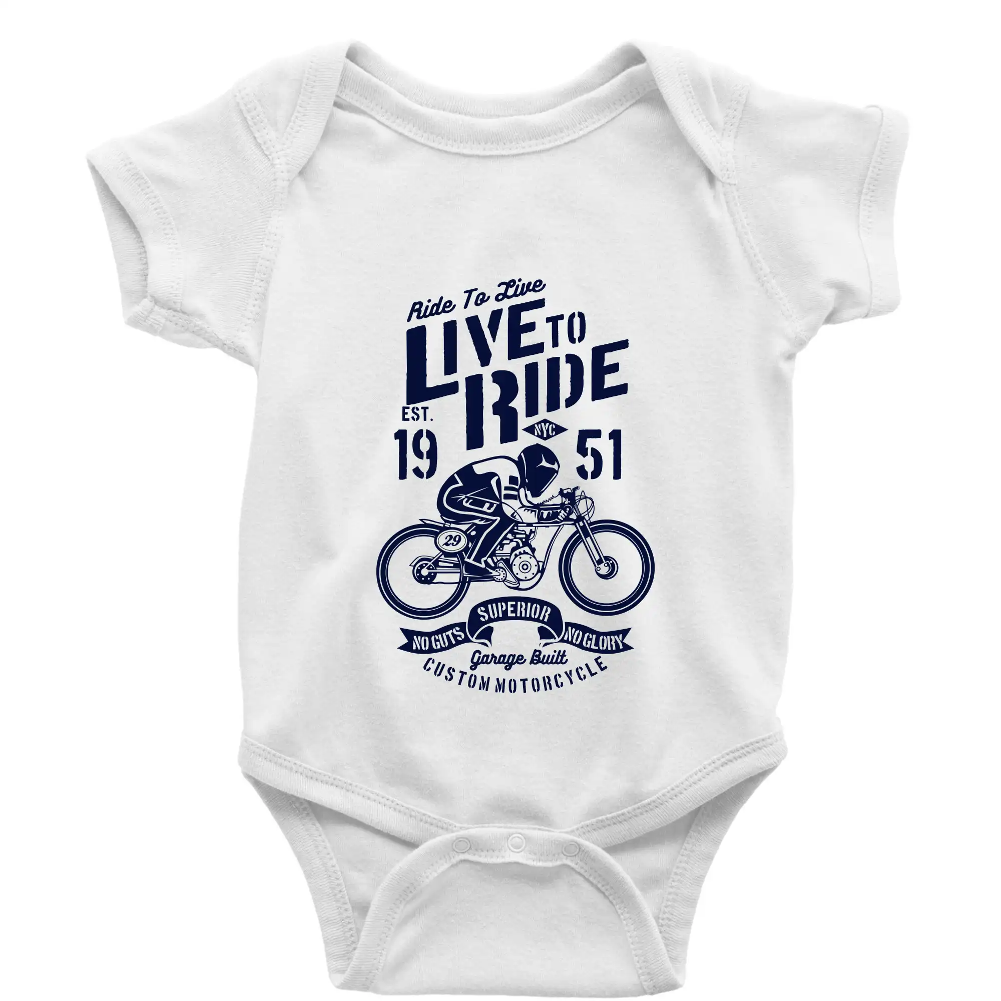 Tričká a mikiny s potlačou motoriek – pre pravých motorkárov - Live To Ride - Body dojčenské s krátkym rukávom