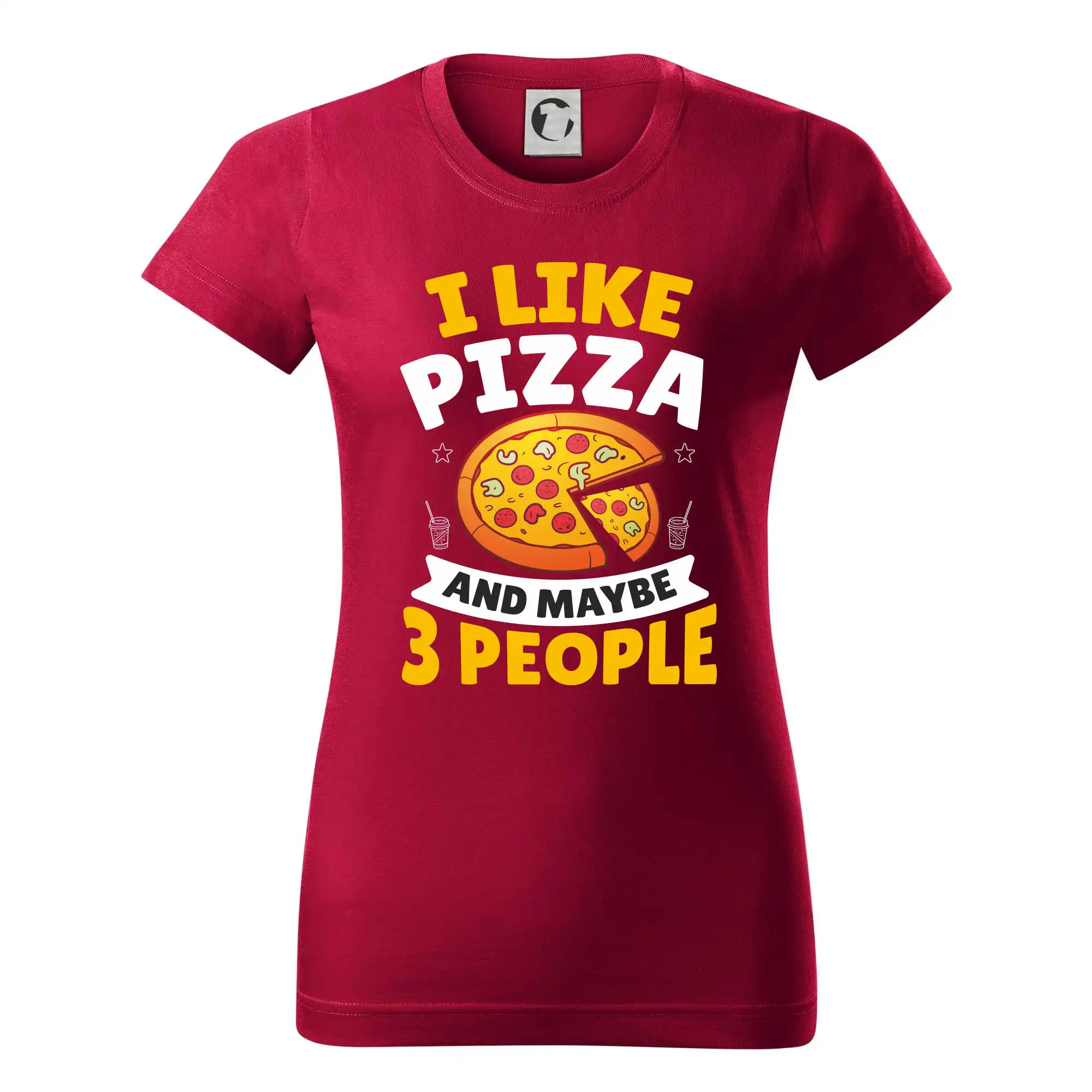 Tričká a zástery na grilovanie - I like pizza and maybe 3 people - Dámske tričko basic - ľahko voľnejšie a dlhšie