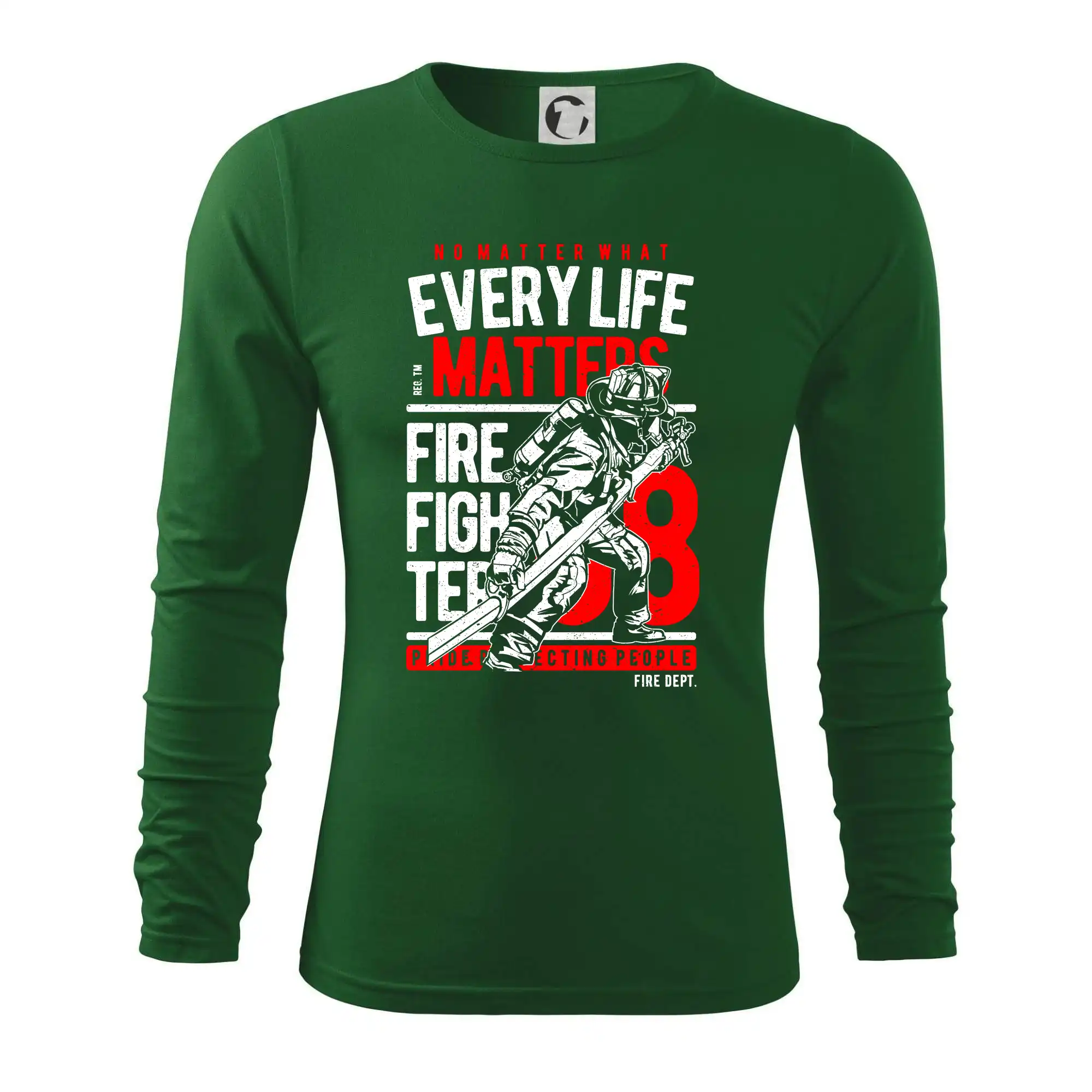 Originálne tričká pre hasičov - Every Life Matters - Tričko s dlhým rukávom FIT-T long sleeve