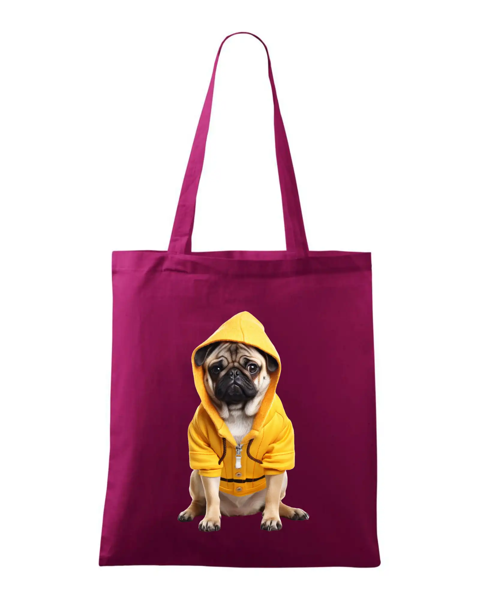 Mops na tričku - Mops v mikine - Taška bavlnená