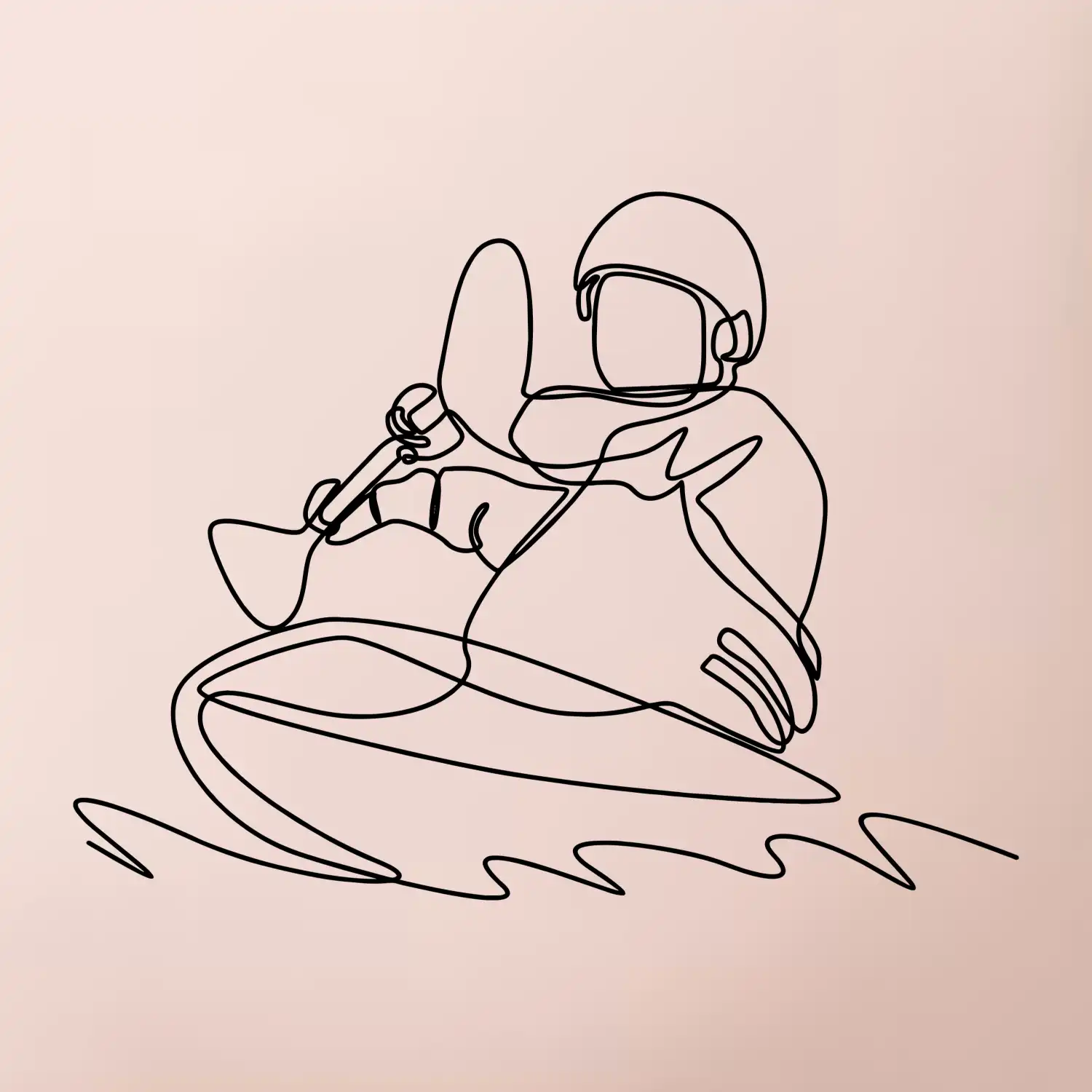 Kajak na vodě jedním tahem