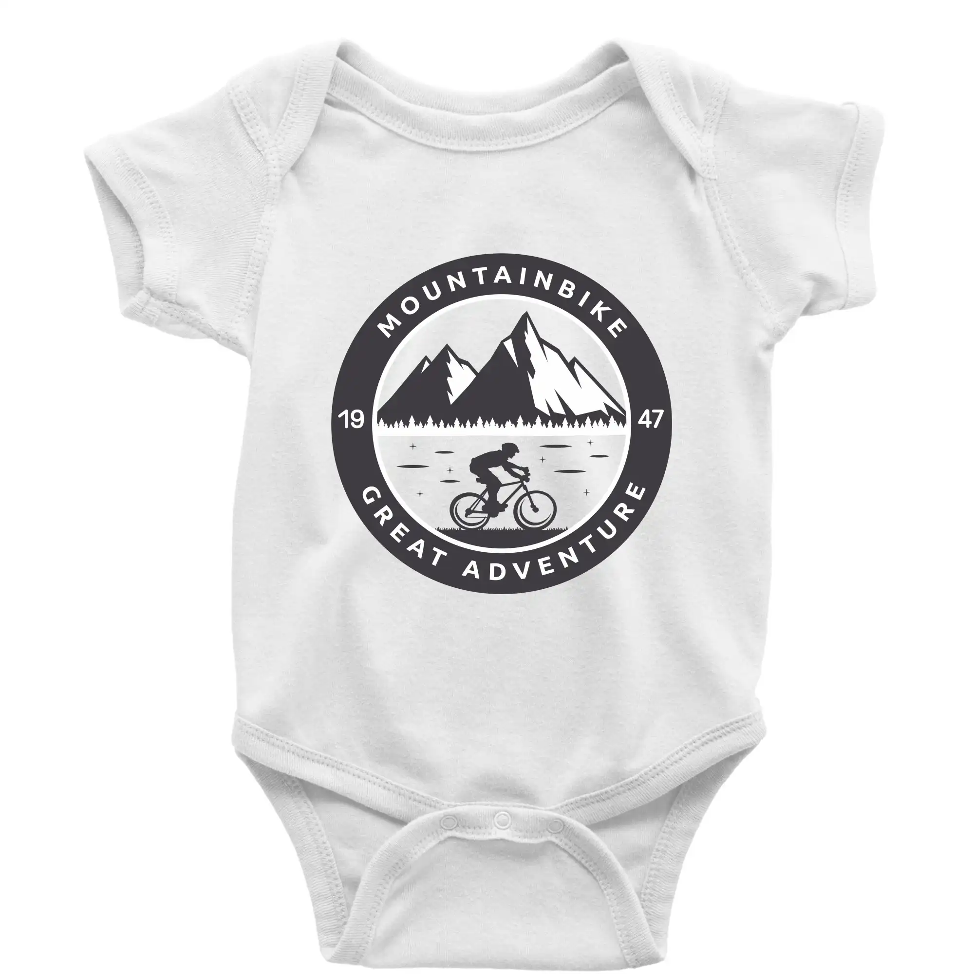 Tričko ako darček pre cyklistu - MTB logo a ročník - Body dojčenské s krátkym rukávom