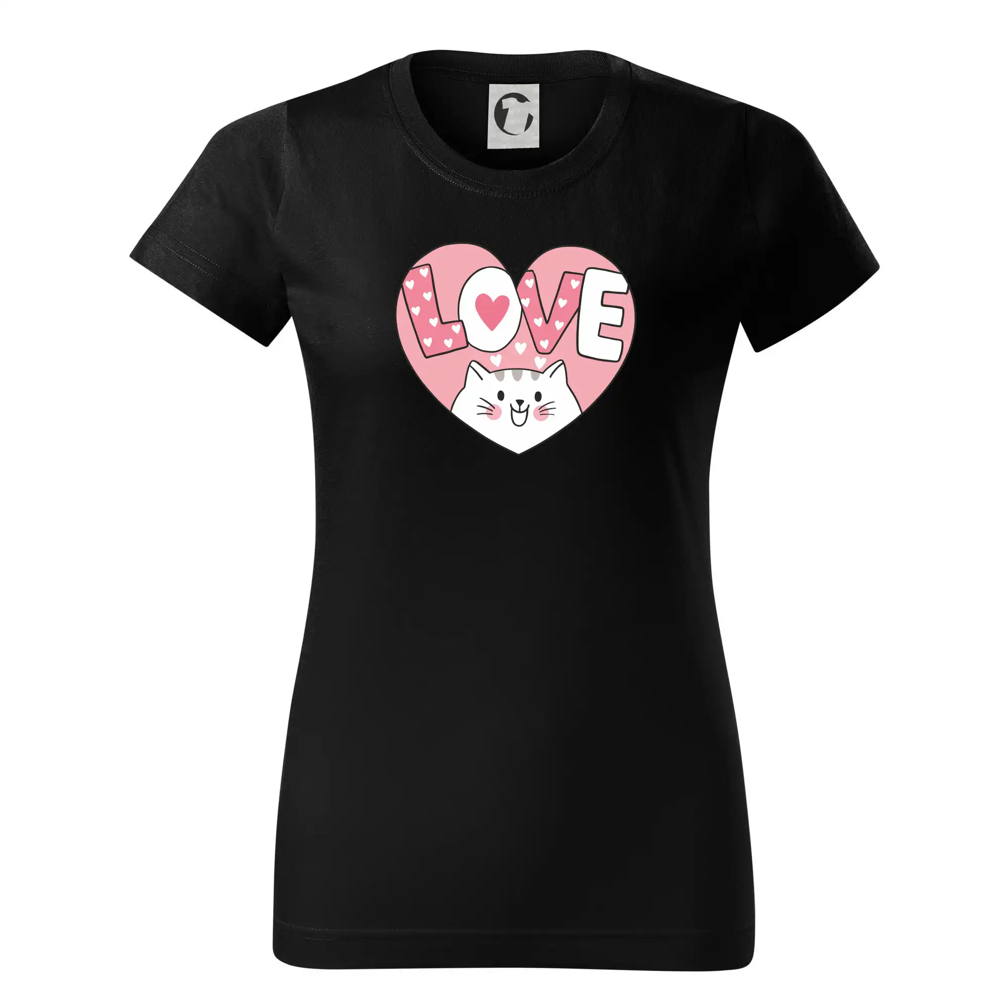 Kočka love - růžové srdce