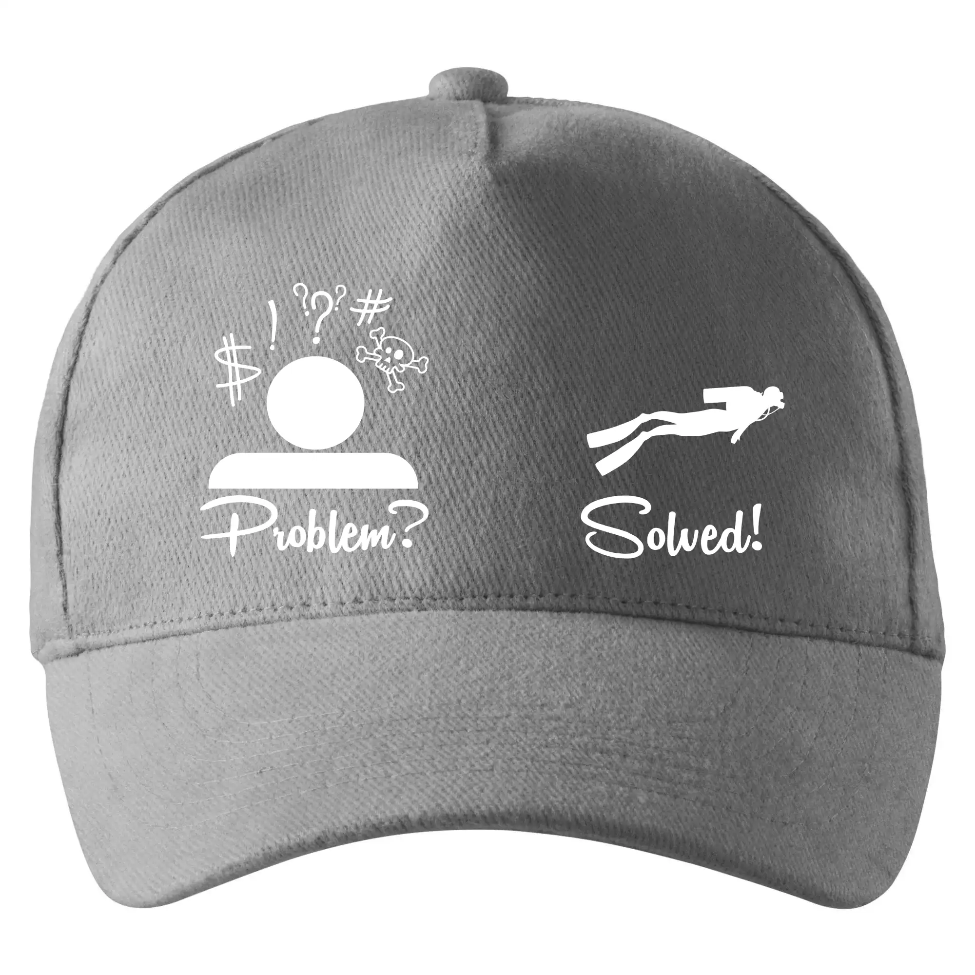 Potápačské tričká - Problem solved - potápanie - Šiltovka so zahnutým šiltom a mosaznou sponou