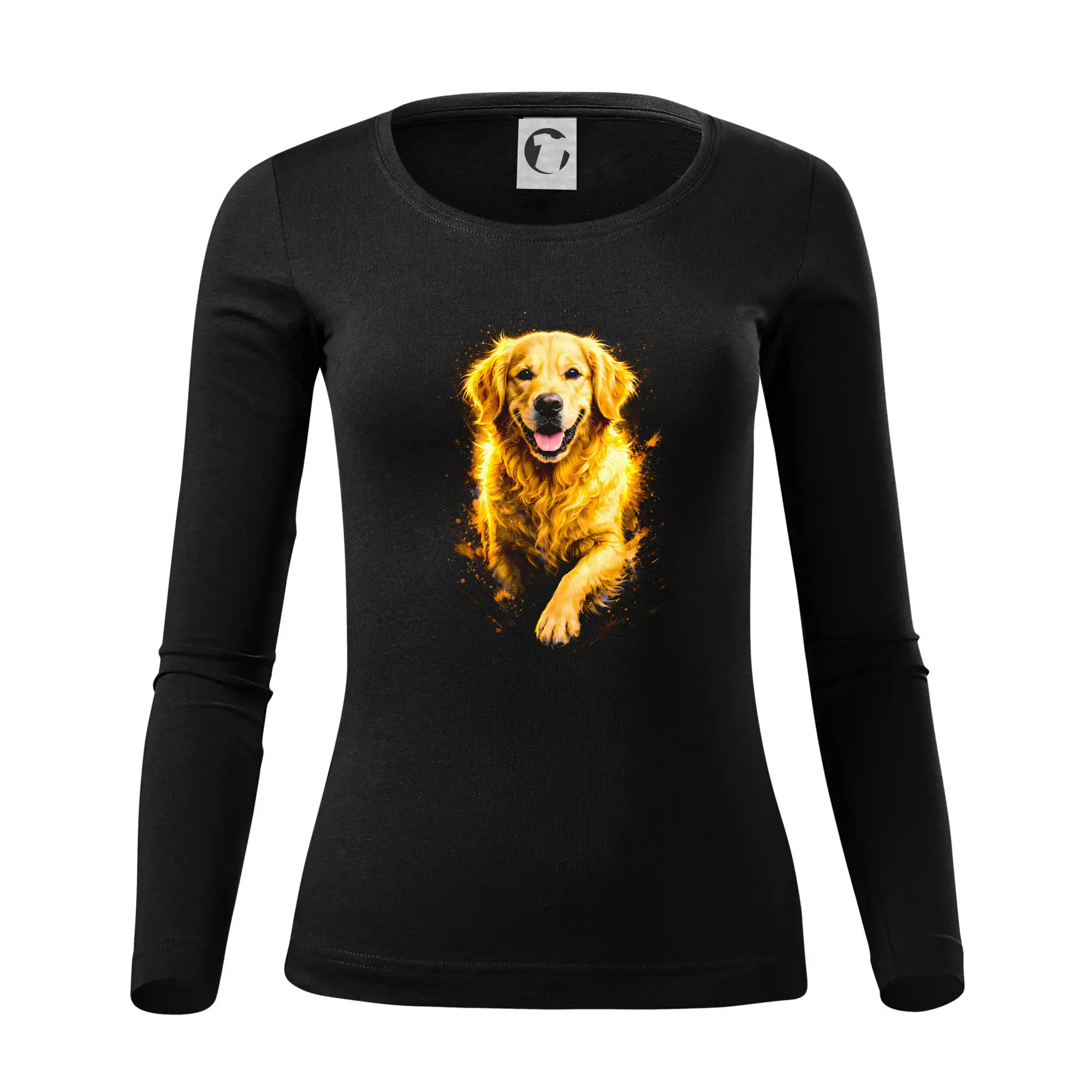 Ostatné psie plemená - Obrázok poltón Zlatý retriever bežiaci - Dámske tričko FIT-T LS - zužené