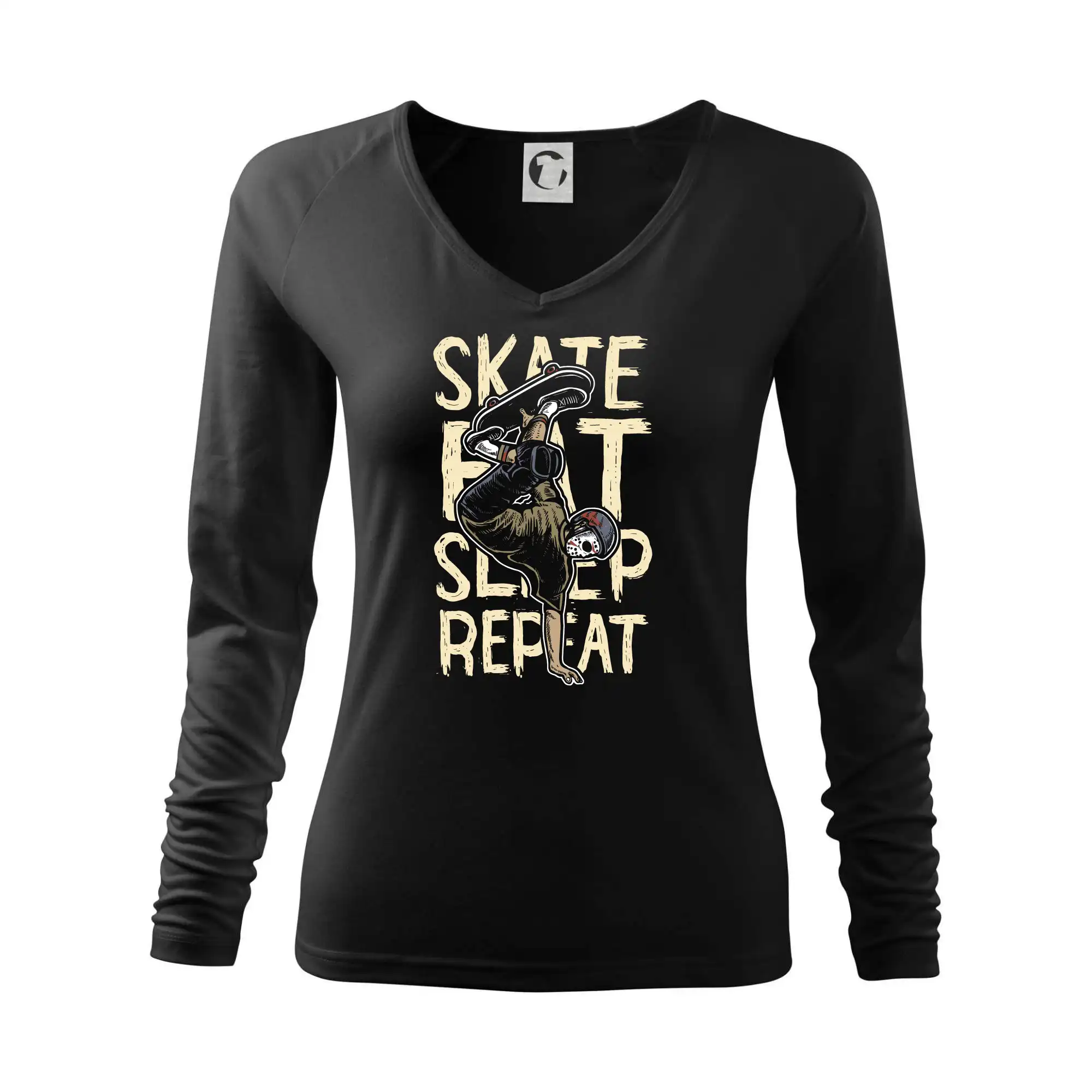 Longboard a Skatebord - Skate Eat Sleep Repeat - Tričko dámske Elegance
