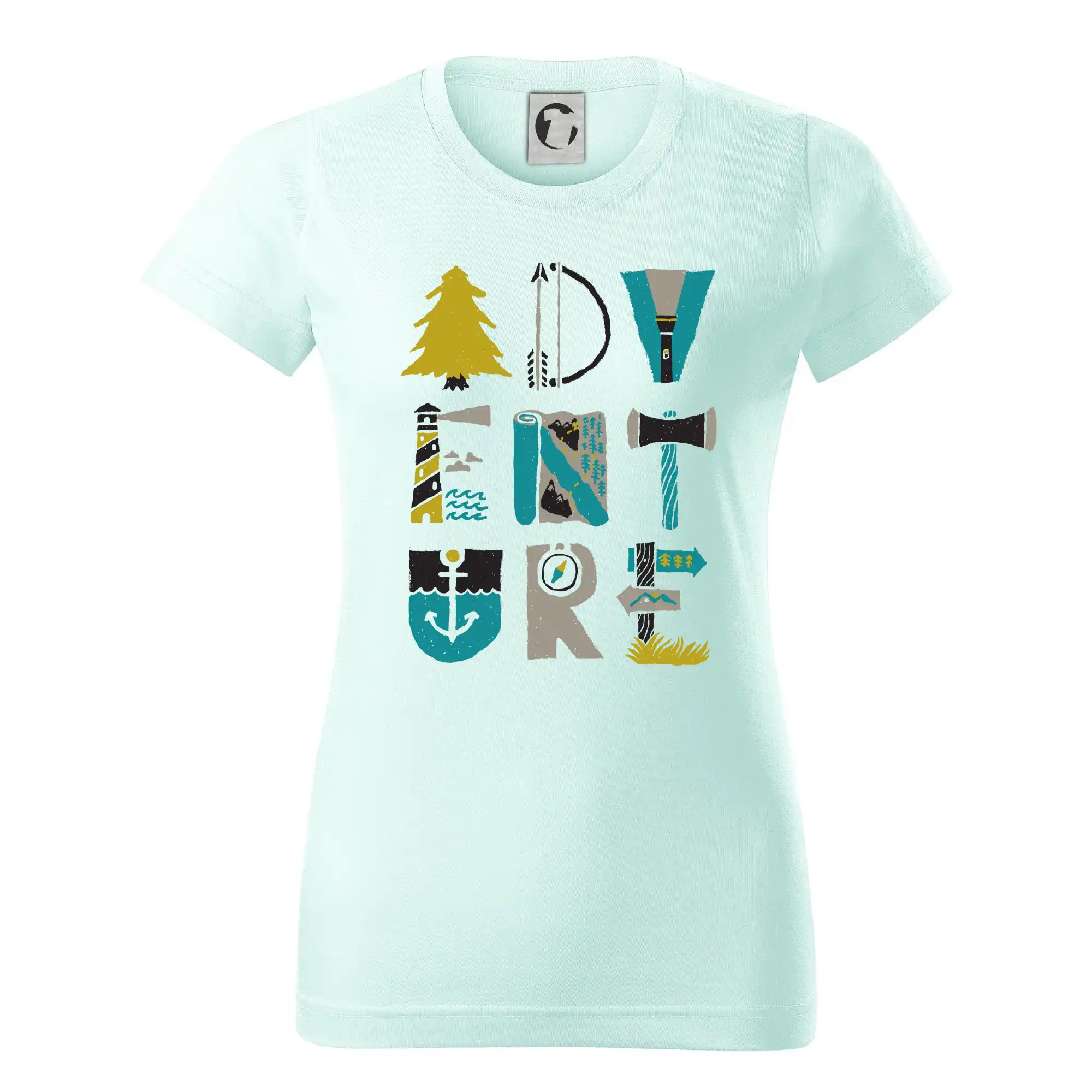 Trička na kempovanie - Adventure font - Dámske tričko basic - ľahko voľnejšie a dlhšie