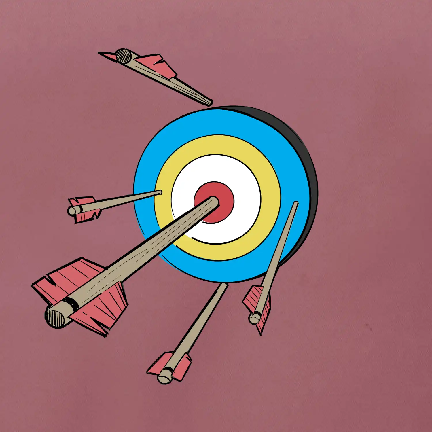 Šípy v barevném terči