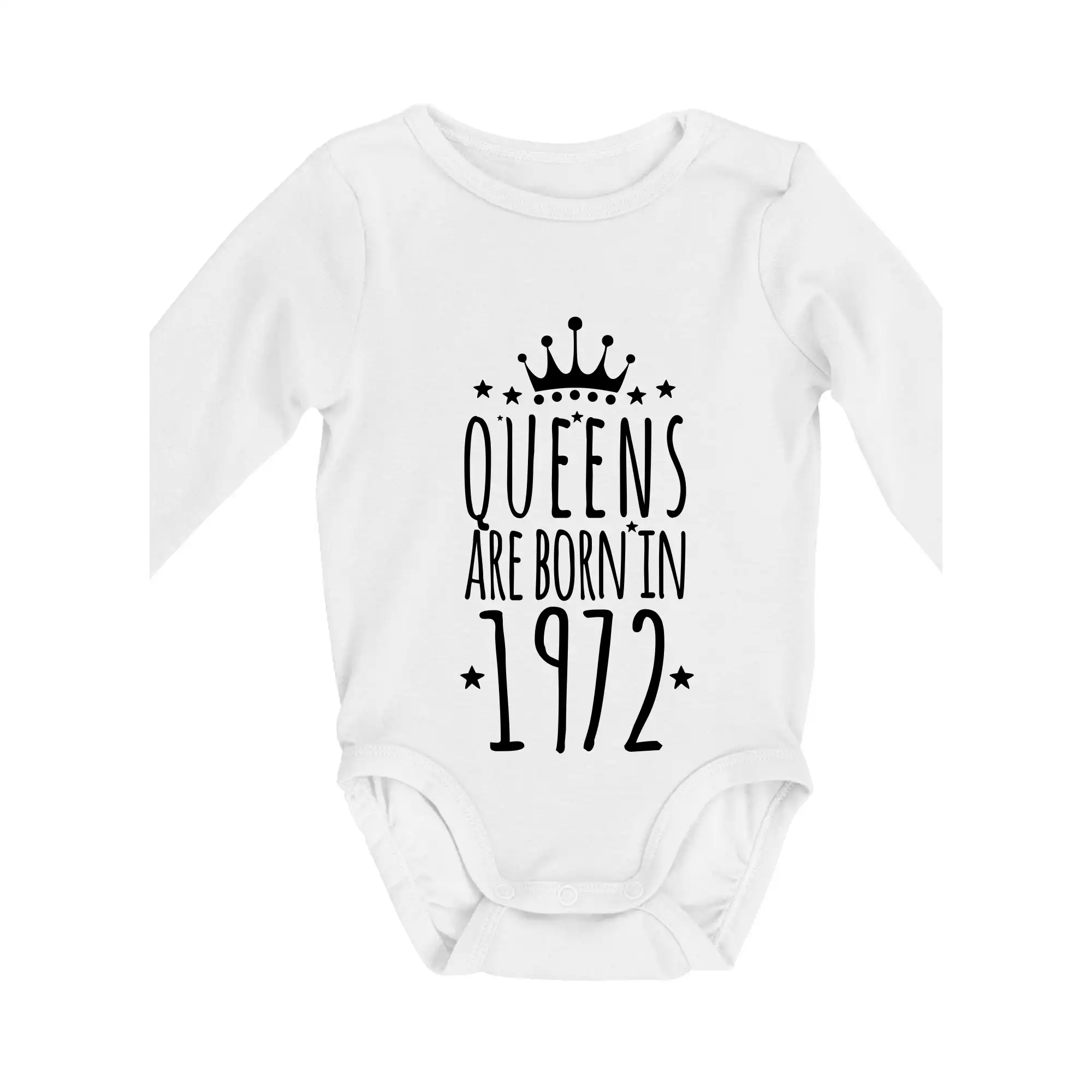 Trička s ročníkom 1972 - Queens are born in 1972 - Body dojčenské s dlhým rukávom