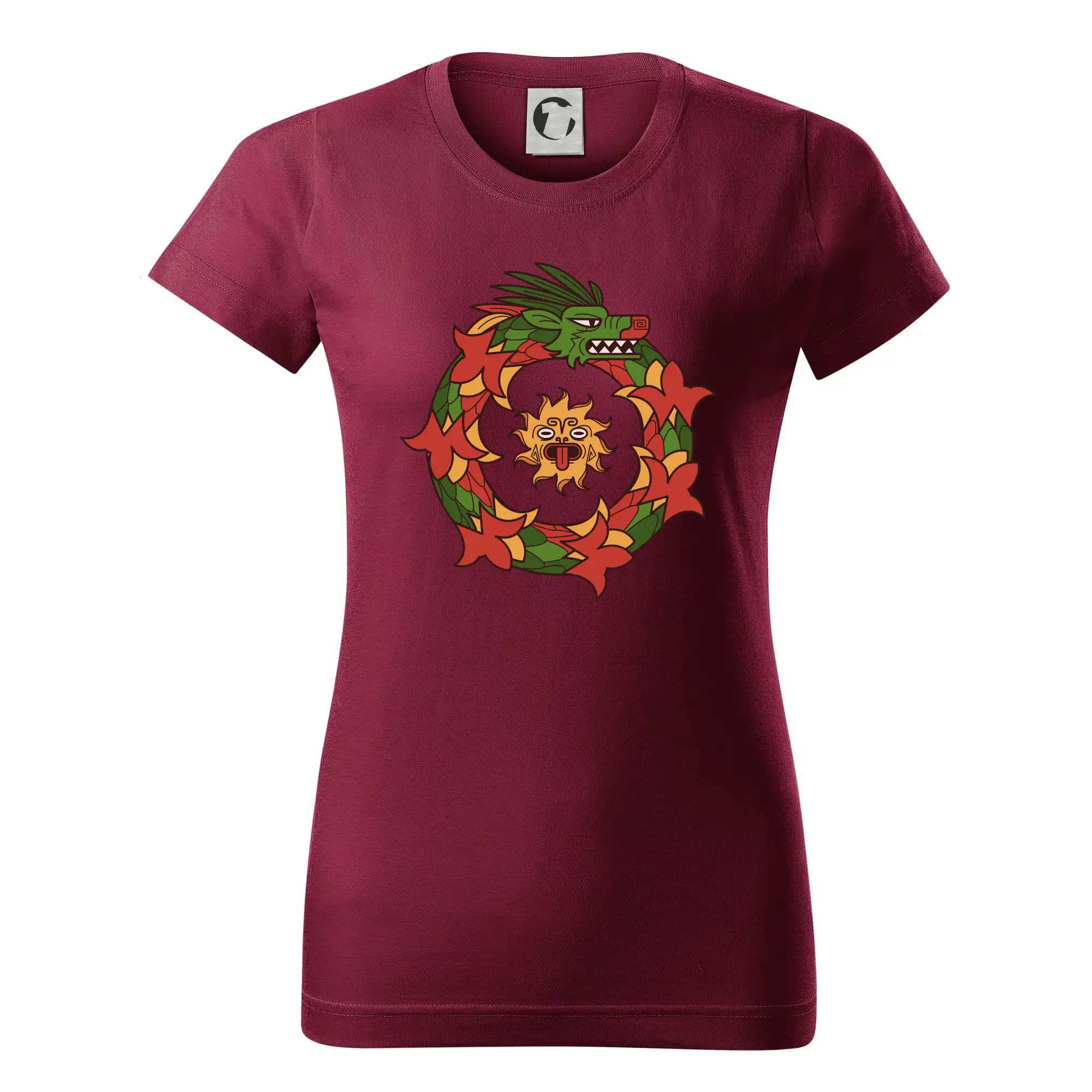Mayovia / Aztékovia na tričku - Mayovia - zvieratá had v kruhu - Dámske tričko basic - ľahko voľnejšie a dlhšie