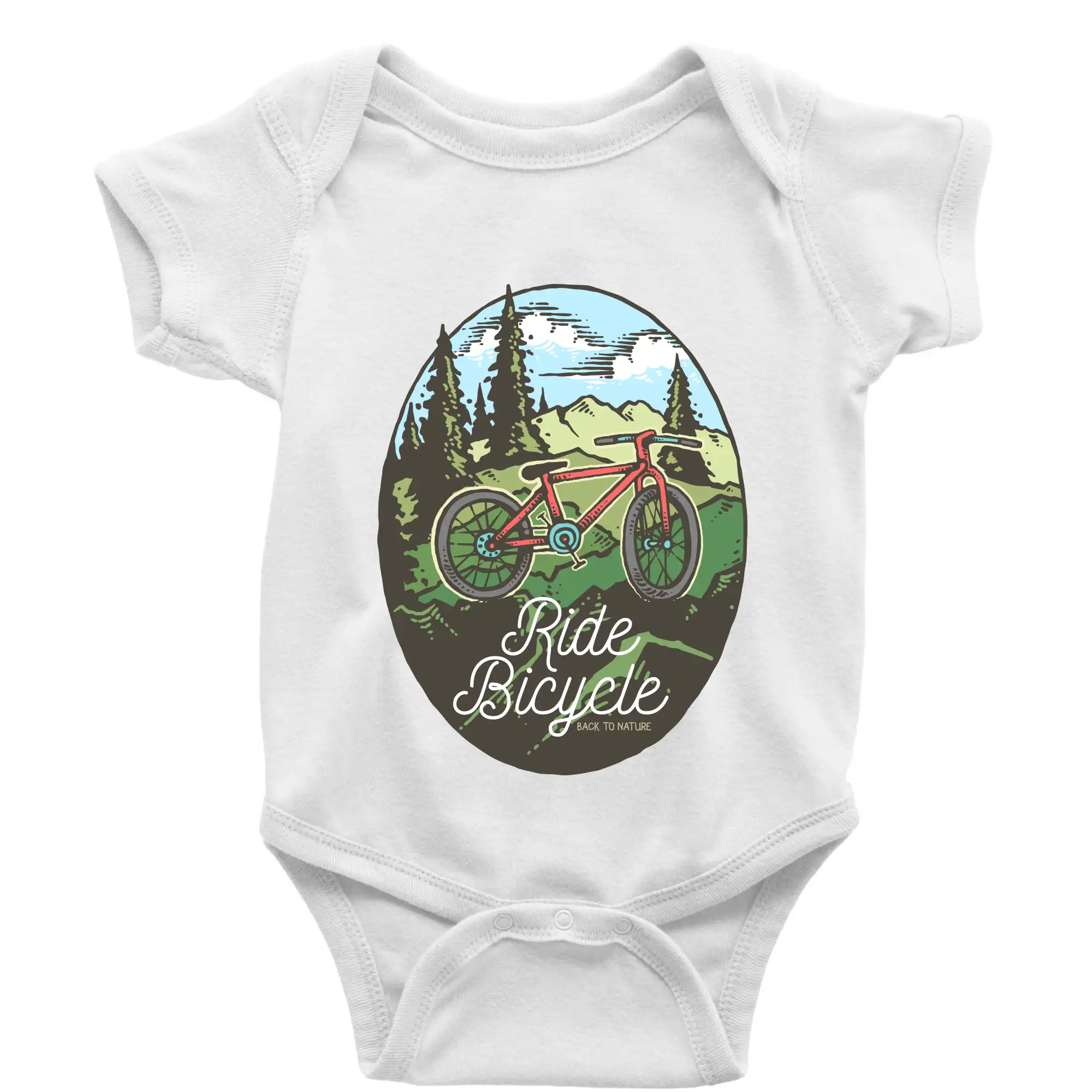 Tričko ako darček pre cyklistu - Ride Bicycle Nature - Body dojčenské s krátkym rukávom