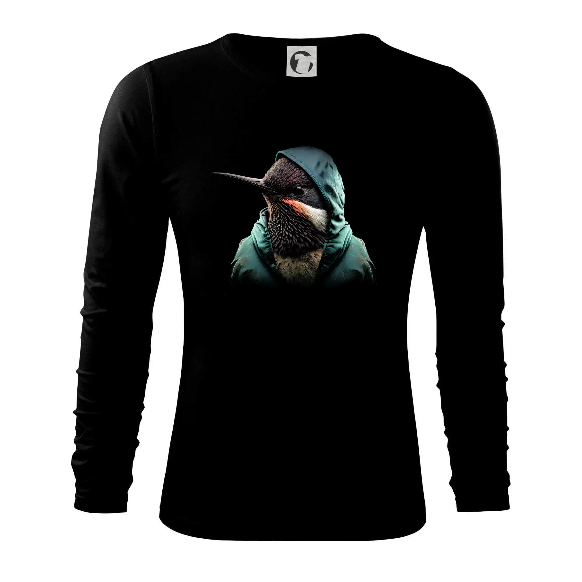 Tričko s motívmi vtákov - Kolibřík v bundě - Tričko s dlhým rukávom FIT-T long sleeve