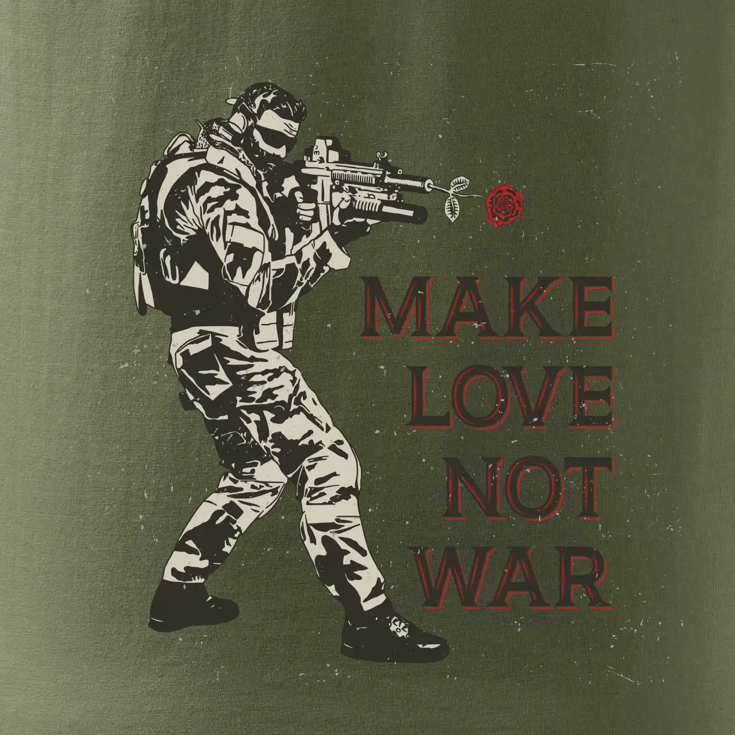 Růže ve zbrani, make love not war