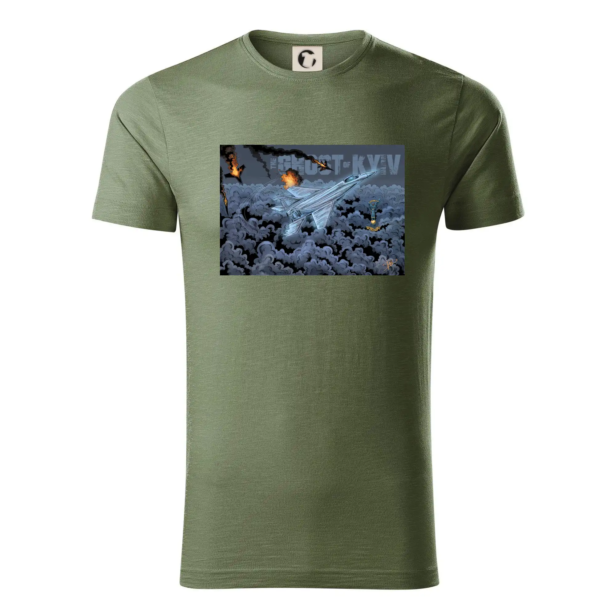 Tričká s vlajkou ukrajiny - Andriy Dankovych - The Ghost of Kyiv - Tričko z organickej bavlny