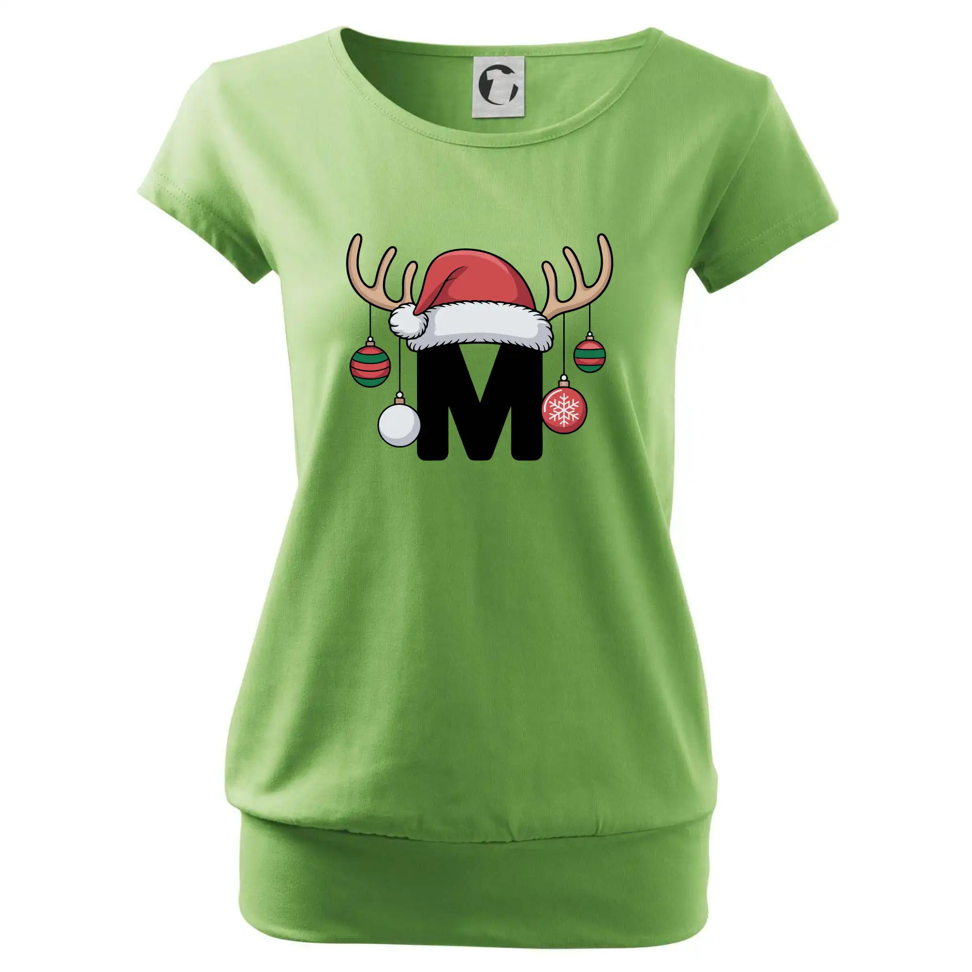 Vianočné tričká - Vianočné rodinné tričká - písmeno a čiapka - Voľné tričko city