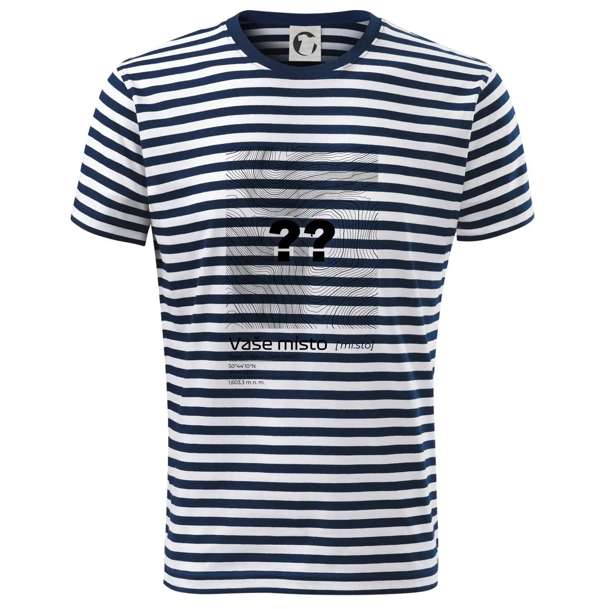 Tričká s vrstevnicami – originálne horské motívy - Vaše miesto - vrstevnice v obdĺžniku - Tričko na vodu