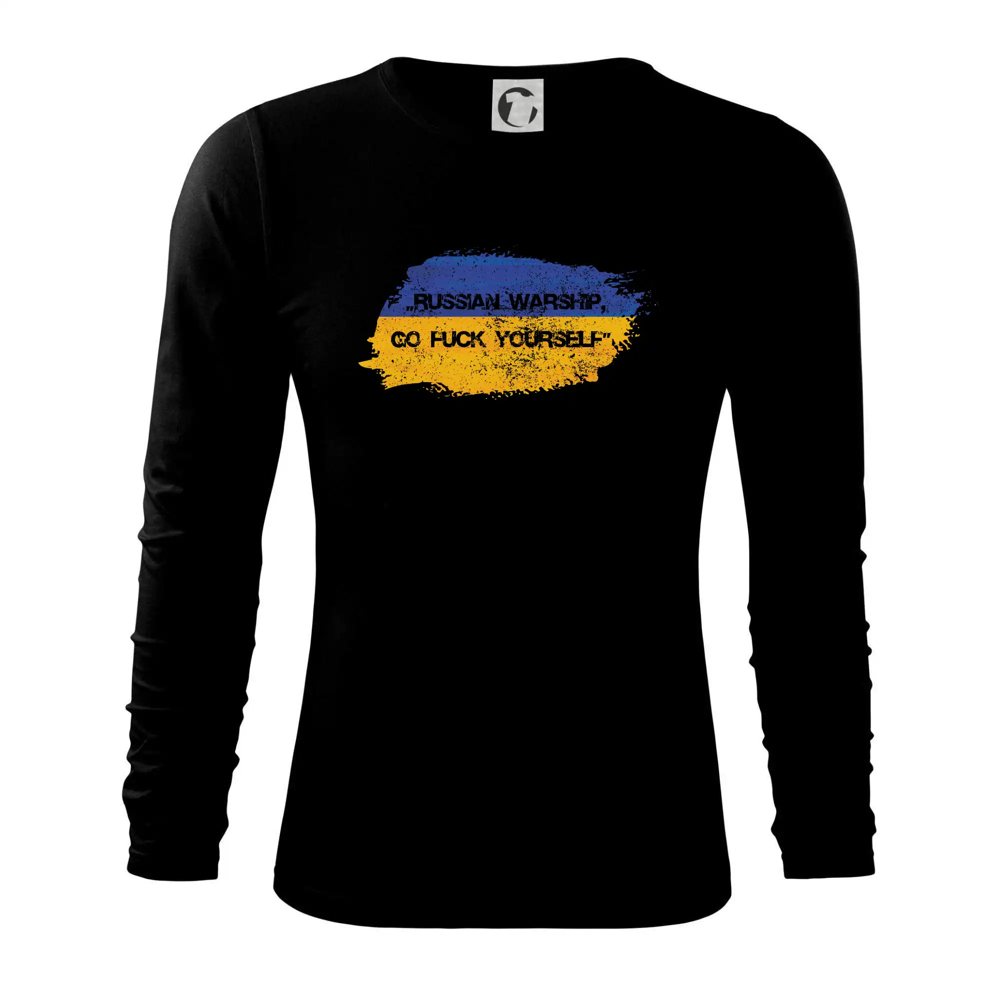 Tričká s vlajkou ukrajiny - Russian warship, go fuck yourself - Tričko s dlhým rukávom FIT-T long sleeve