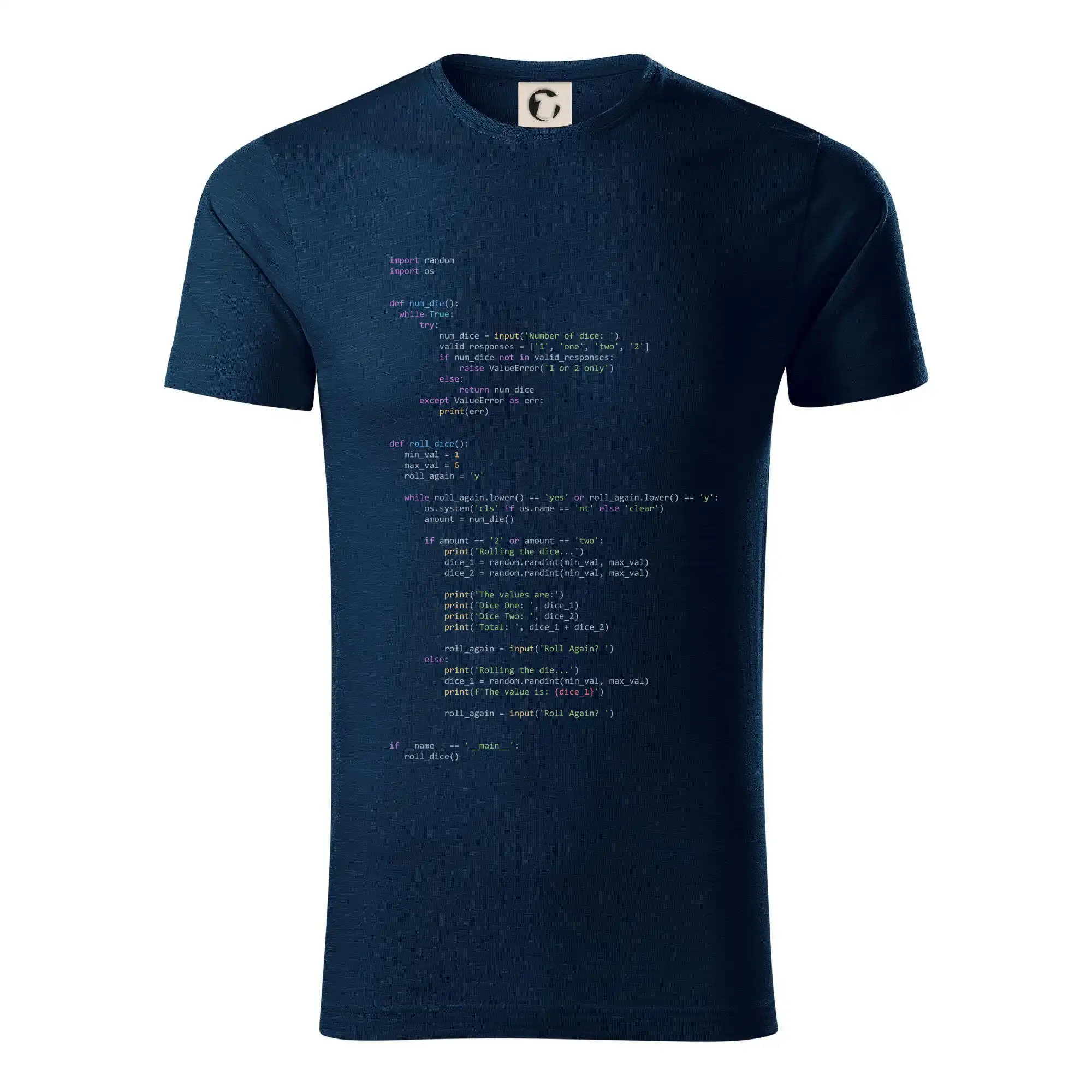 Tričká pre ajťákov - Python Generátor hodu kockou - Tričko z organickej bavlny