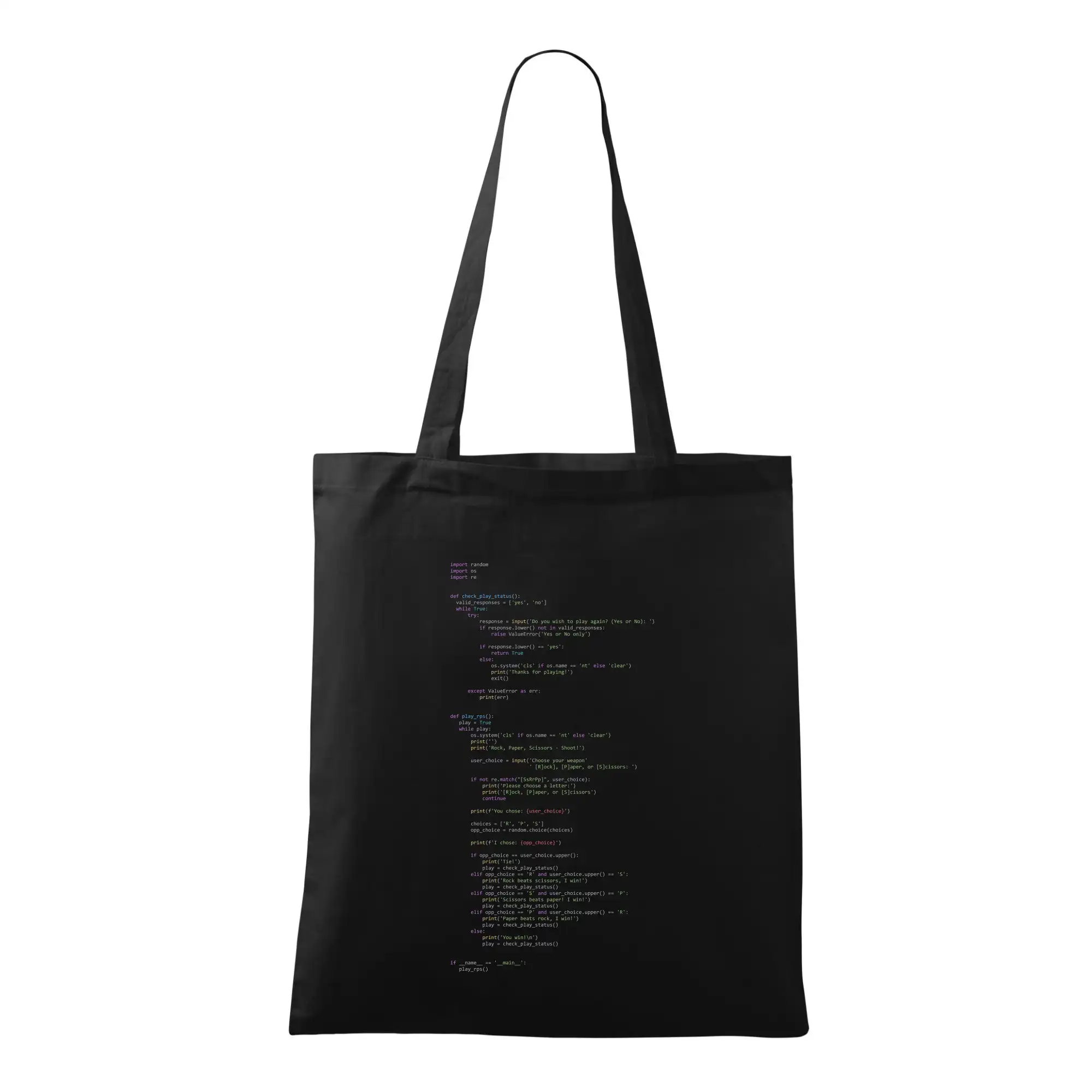 Tričká pre ajťákov - Python Rock Paper Scissors - Taška bavlnená