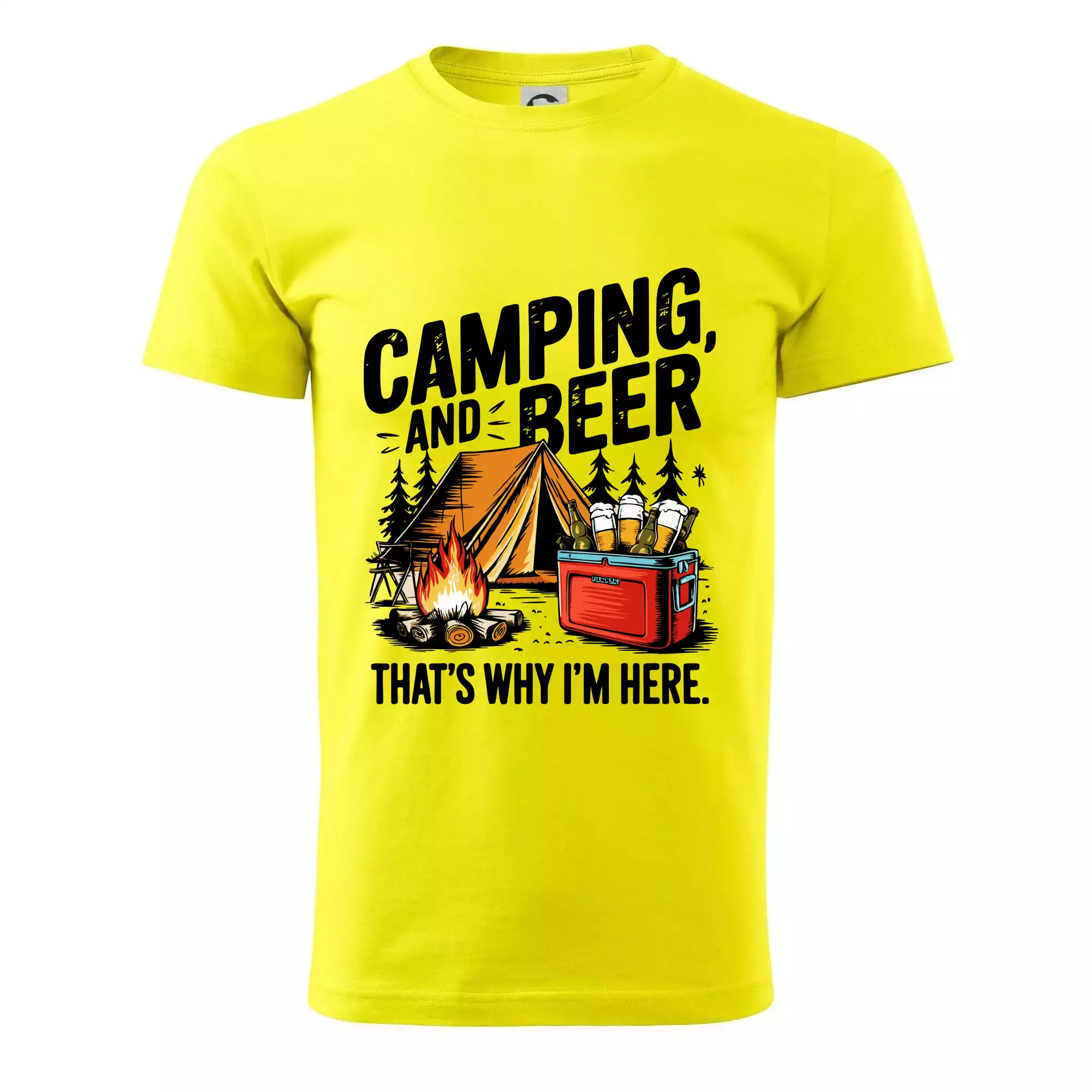 Černý nápis nápis Camping and beer