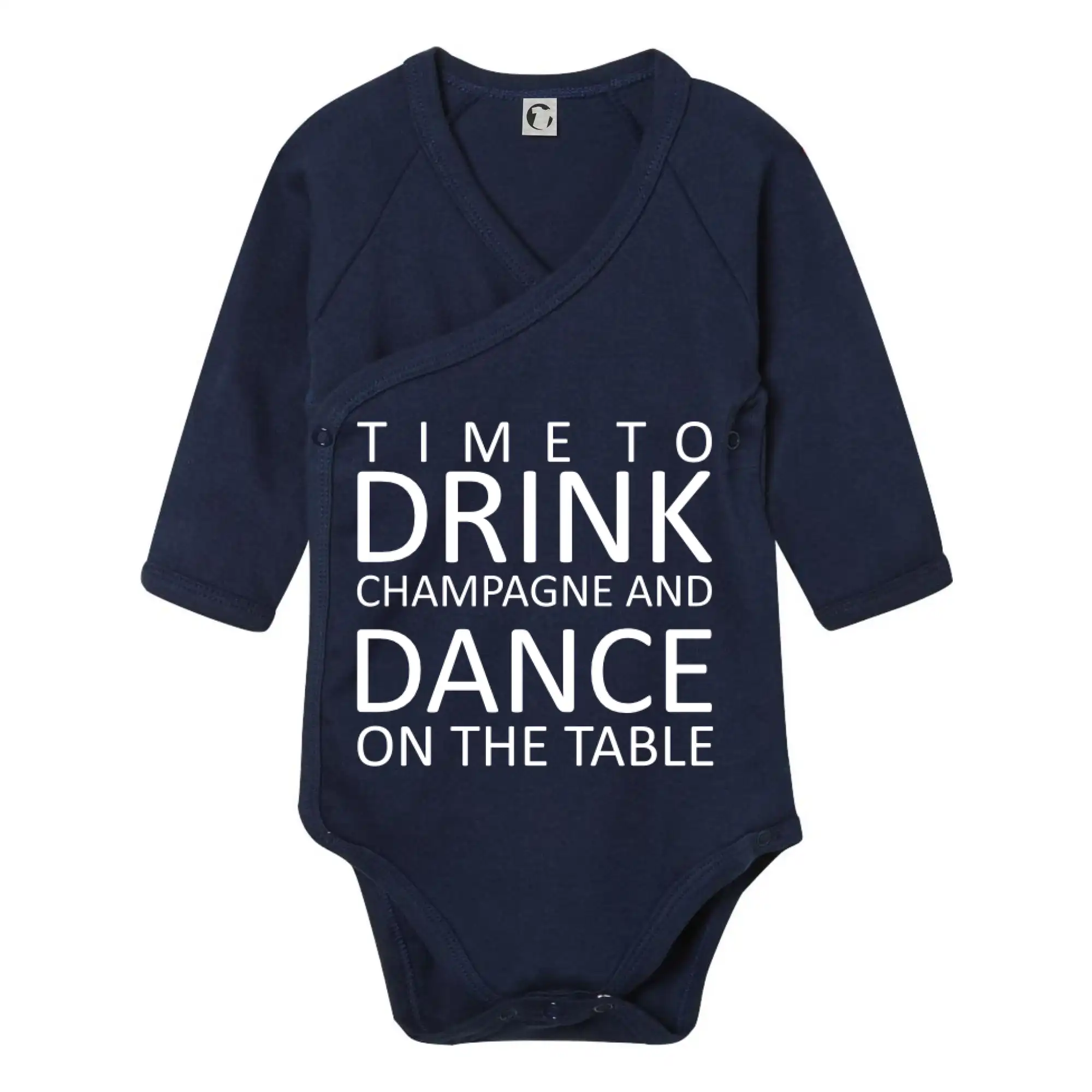 Tričká na párty - Time to drink Champagne - Body zavinovacie s dlhým rukávom