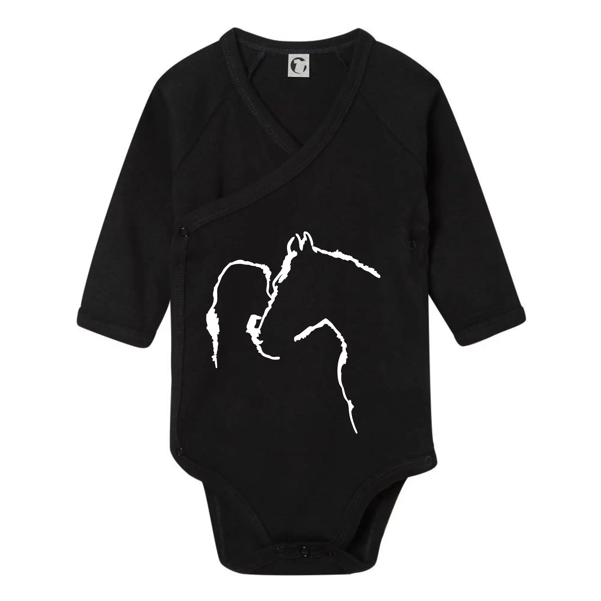 Tričká s koňmi - Kôň a ja silueta - Body zavinovacie s dlhým rukávom