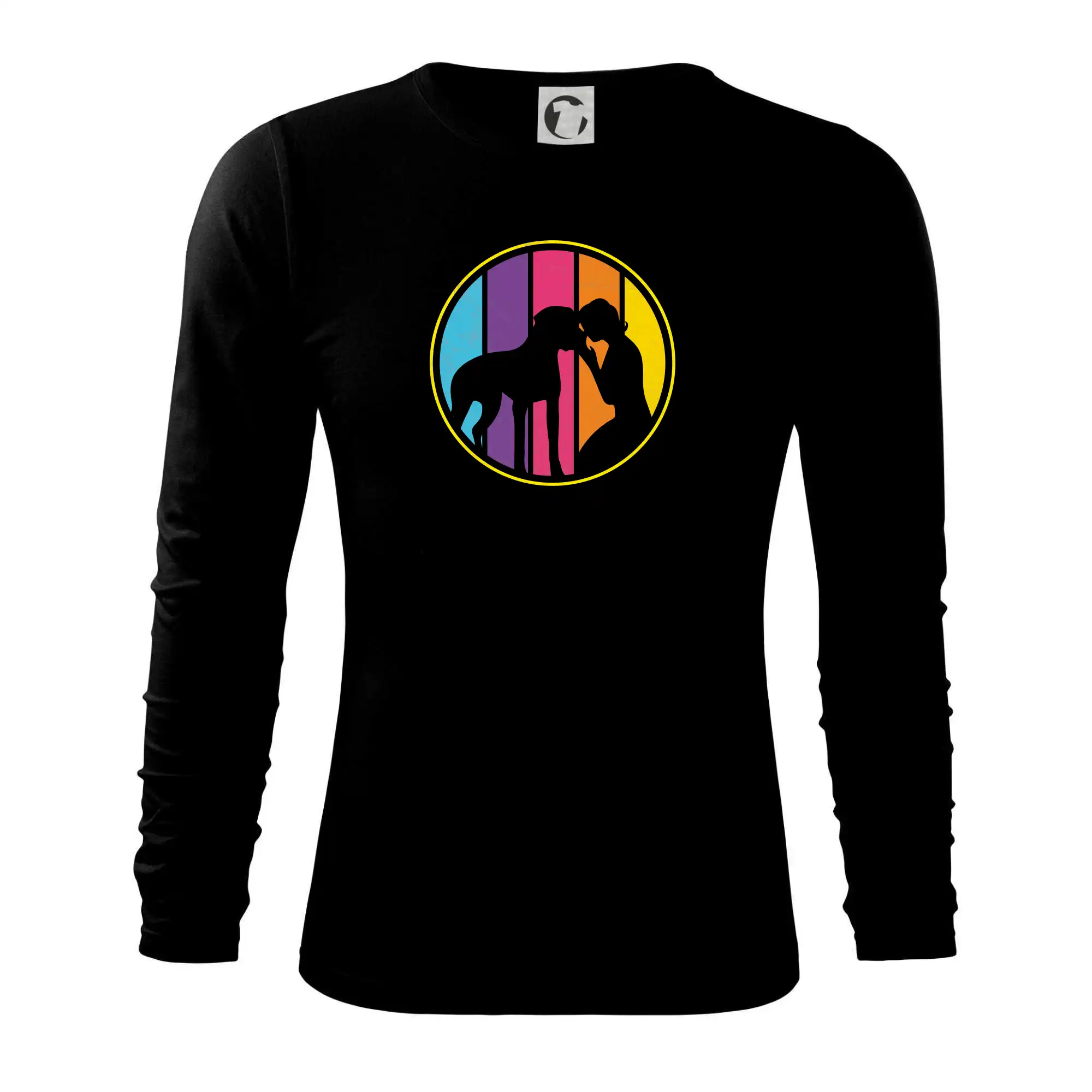 Ostatné psie plemená - Retro kruh - bozk psa - Tričko s dlhým rukávom FIT-T long sleeve
