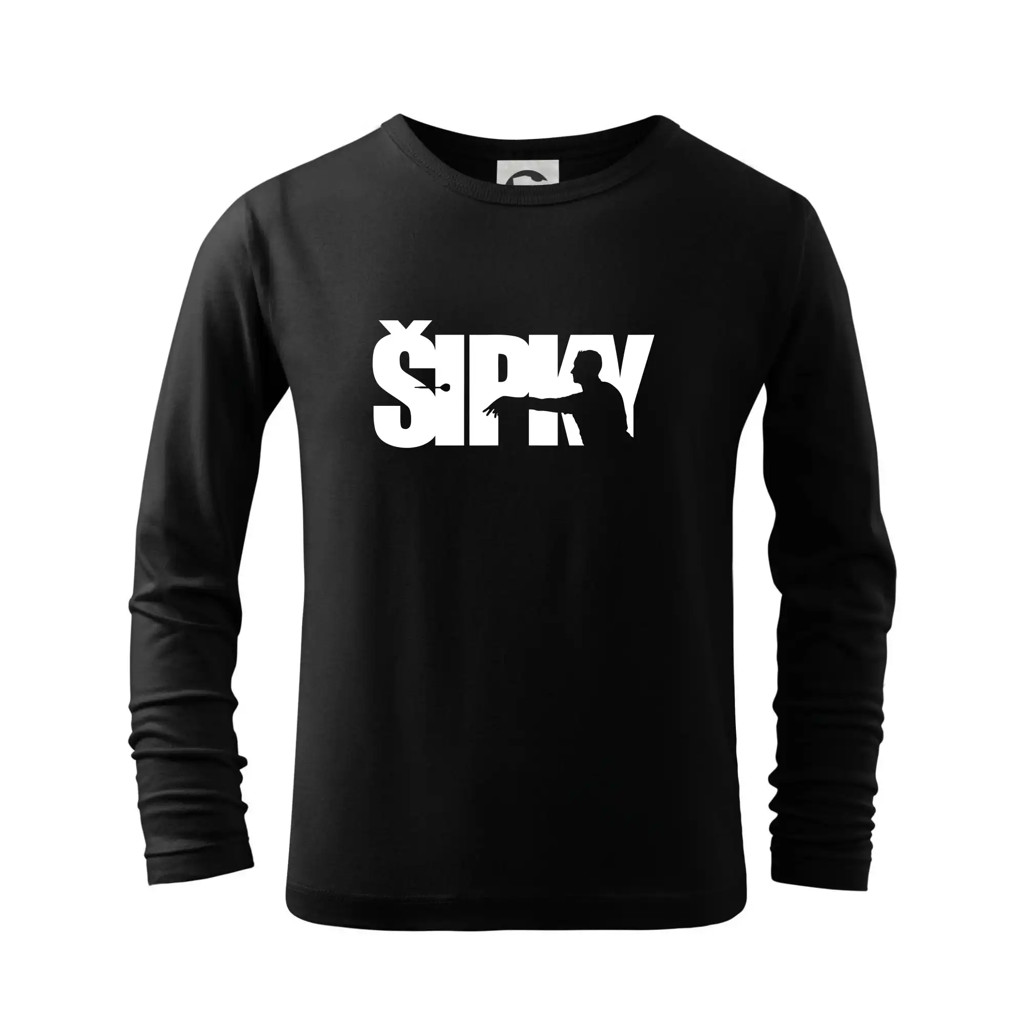 Šipky - nápis se šipkařem