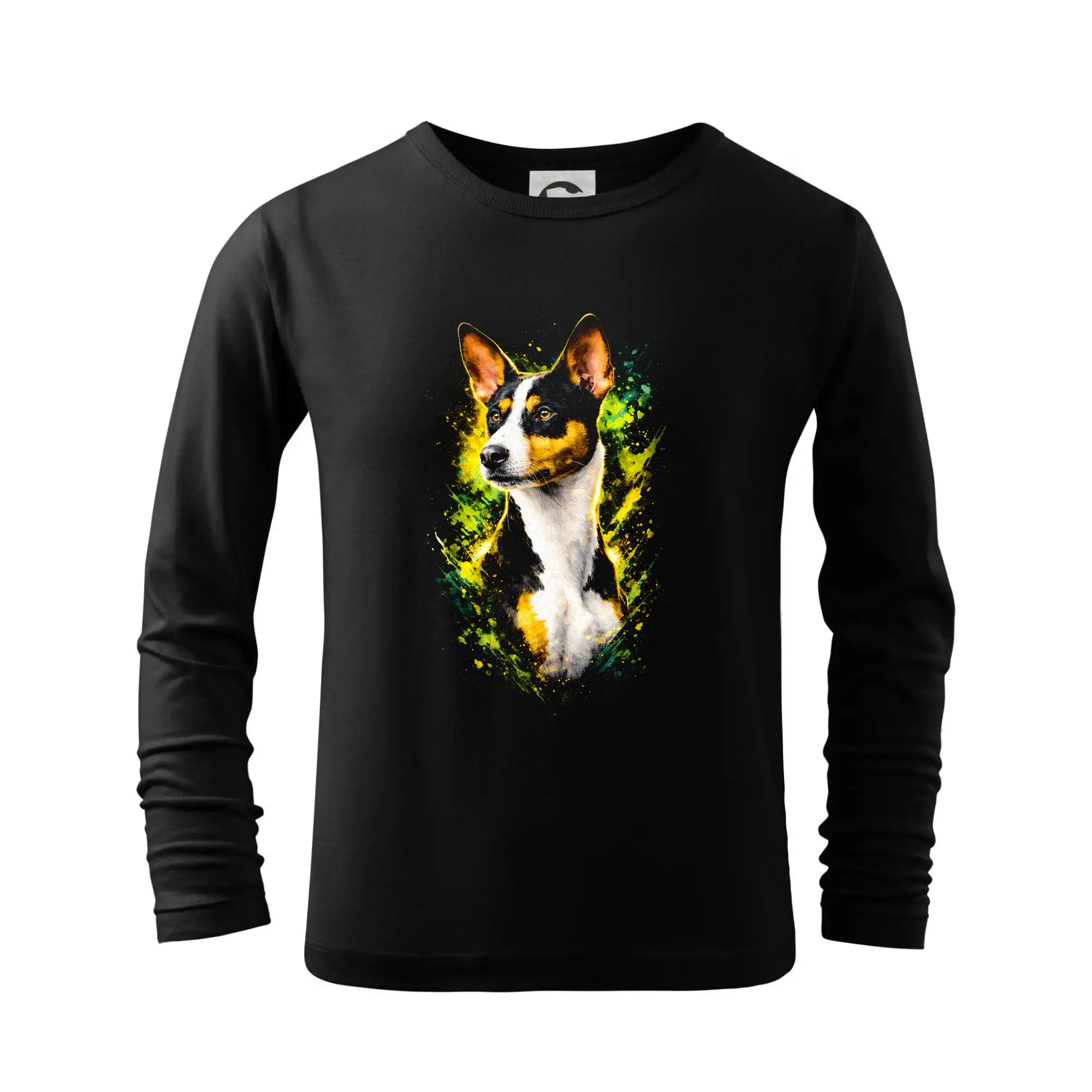 Ostatné psie plemená - Obrázok poltón Basenji hlava - Tričko detské Long Sleeve