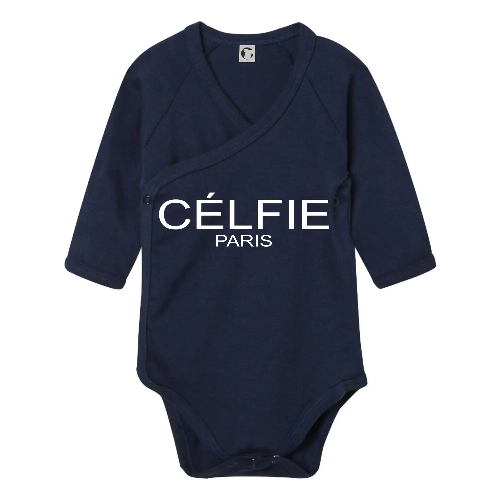 Tričká Francúzsko - Célfie Paris - Body zavinovacie s dlhým rukávom