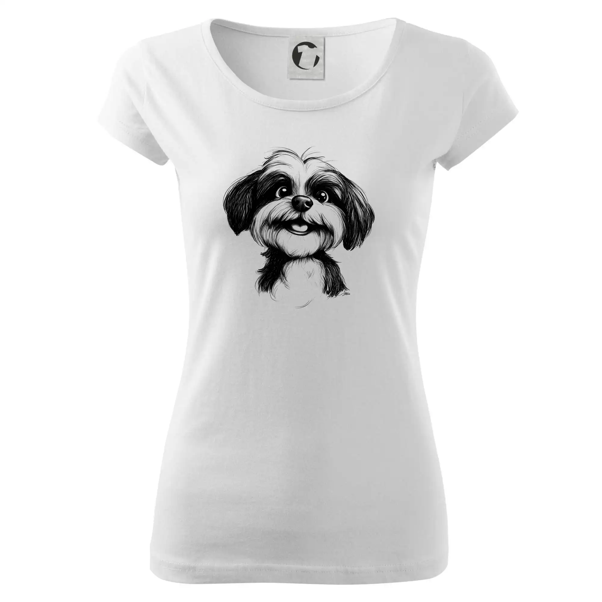 Ostatné psie plemená - Lhasa apso karikatúra hlava - Dámske tričko Pure