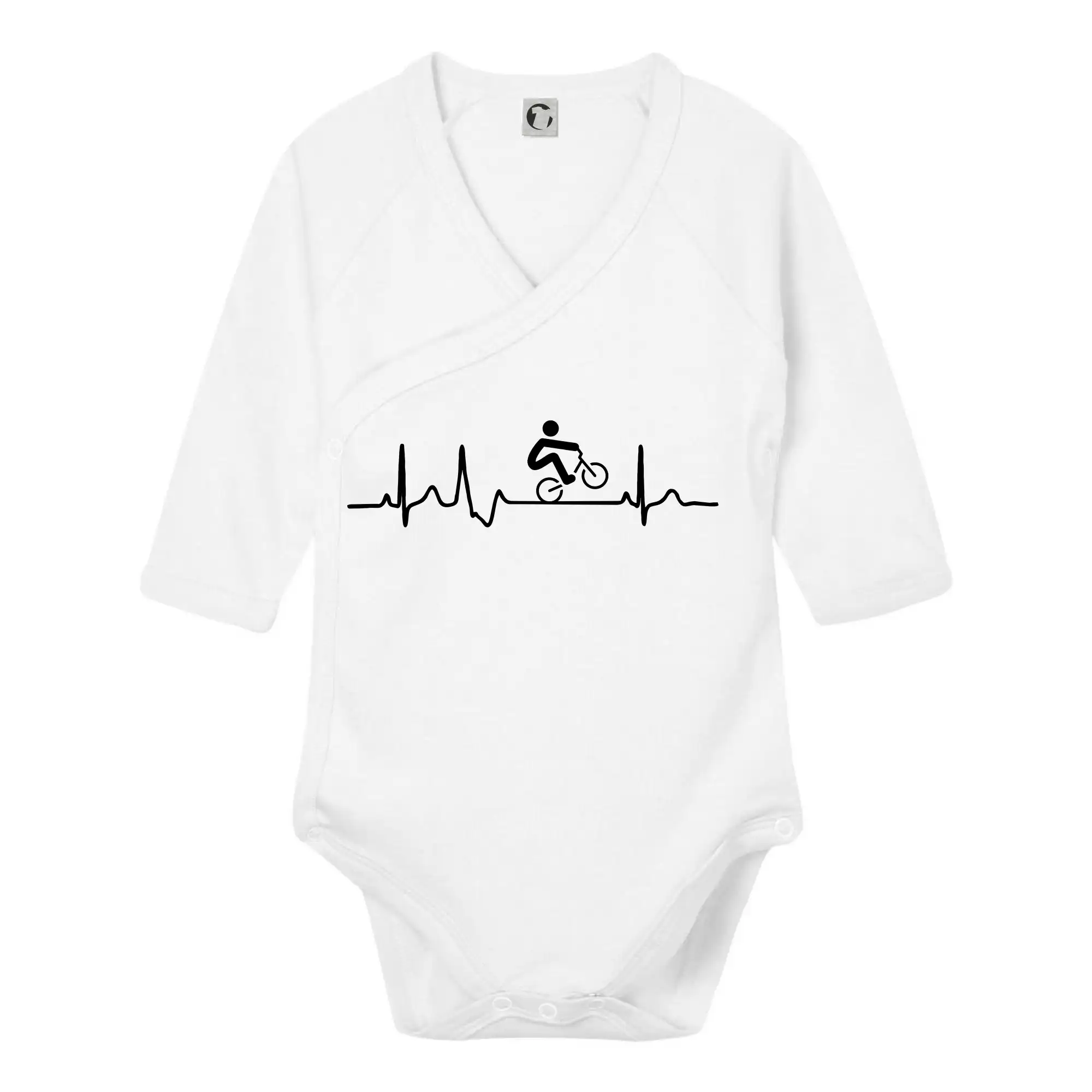 Tričko ako darček pre cyklistu - EKG BMX kolo - Body zavinovacie s dlhým rukávom