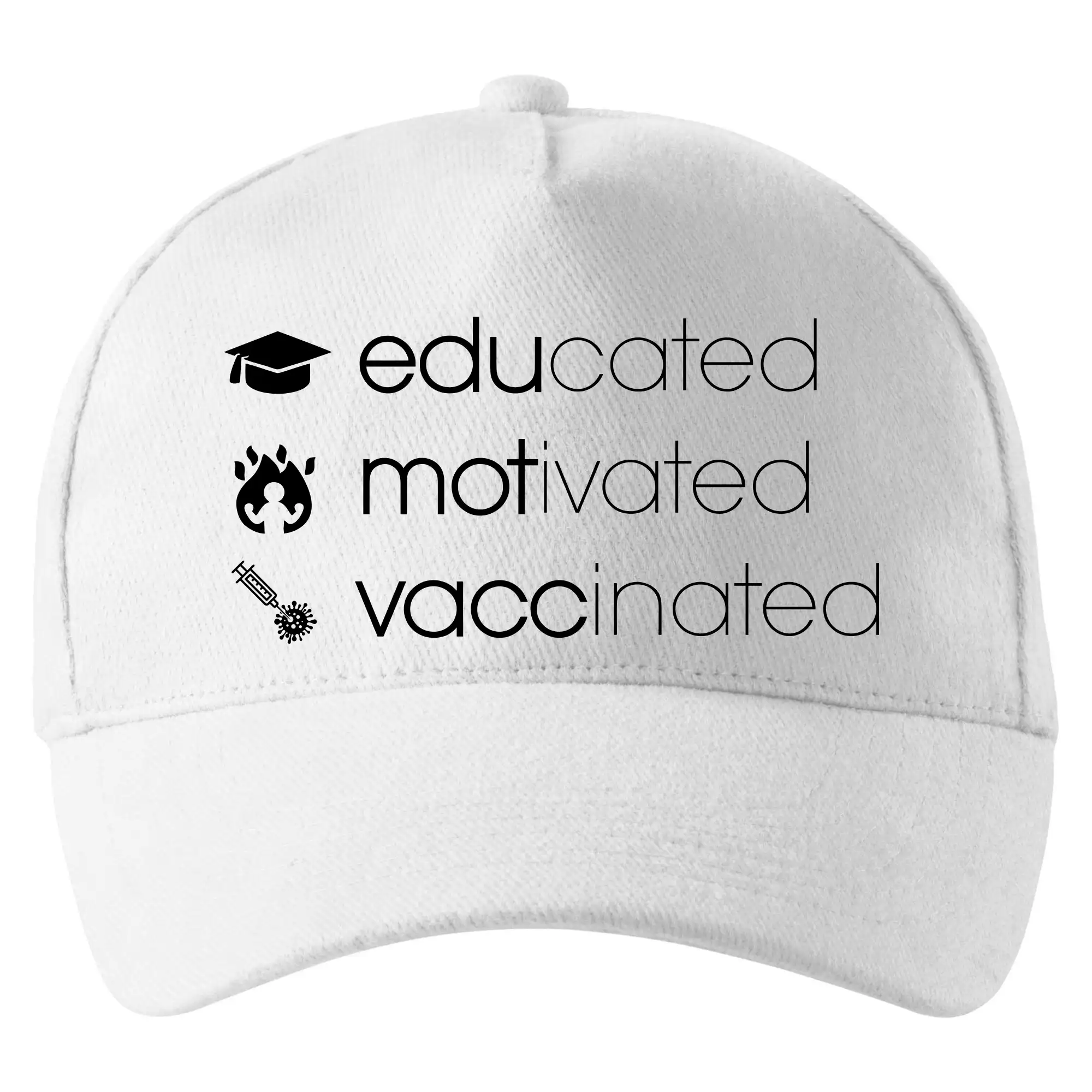 Educated motivated vaccinated - Šiltovka so zahnutým šiltom a mosaznou sponou