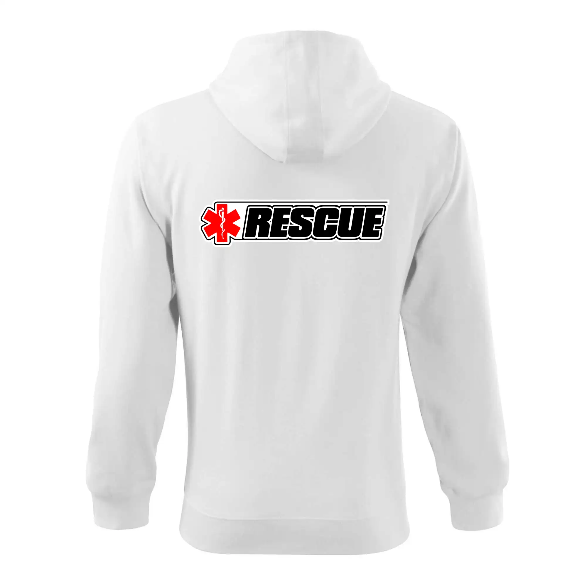 Tričká a mikiny pre záchranárov a lekárov - Kvalitné oblečenie pre zdravotníkov - Záchranár rescue kríž červený - Mikina s kapucňou na zips trendy zipper