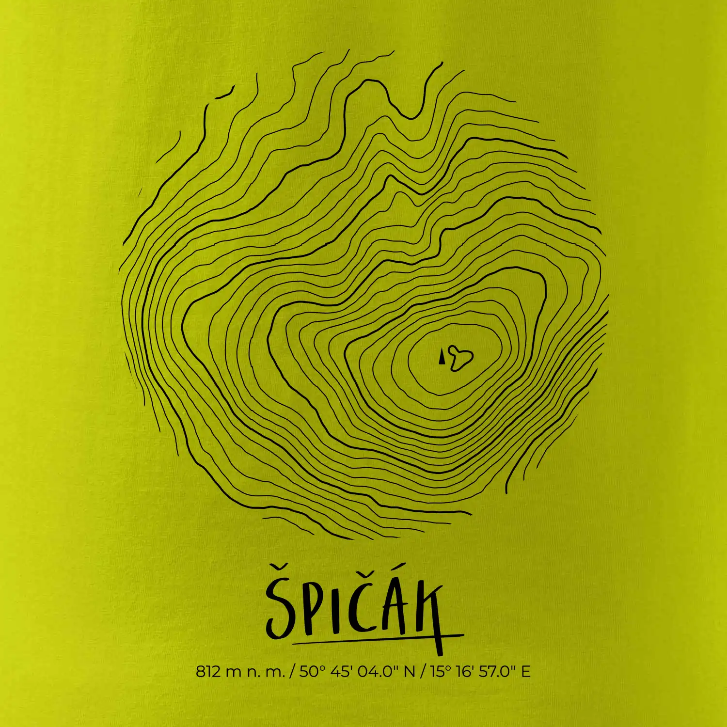 Špičák - vrstevnice v kruhu