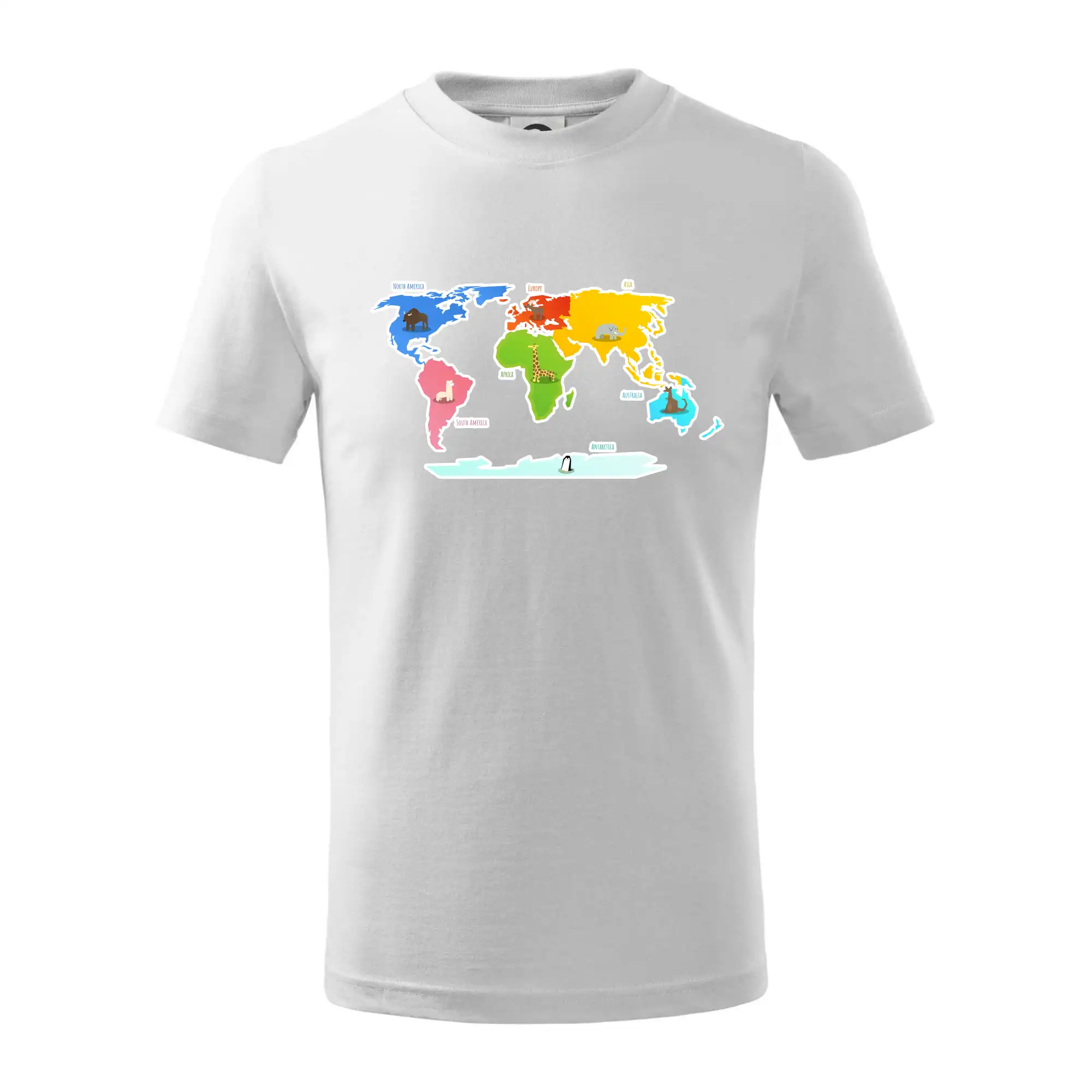 Světové kontinenty s názvy a zvířátky