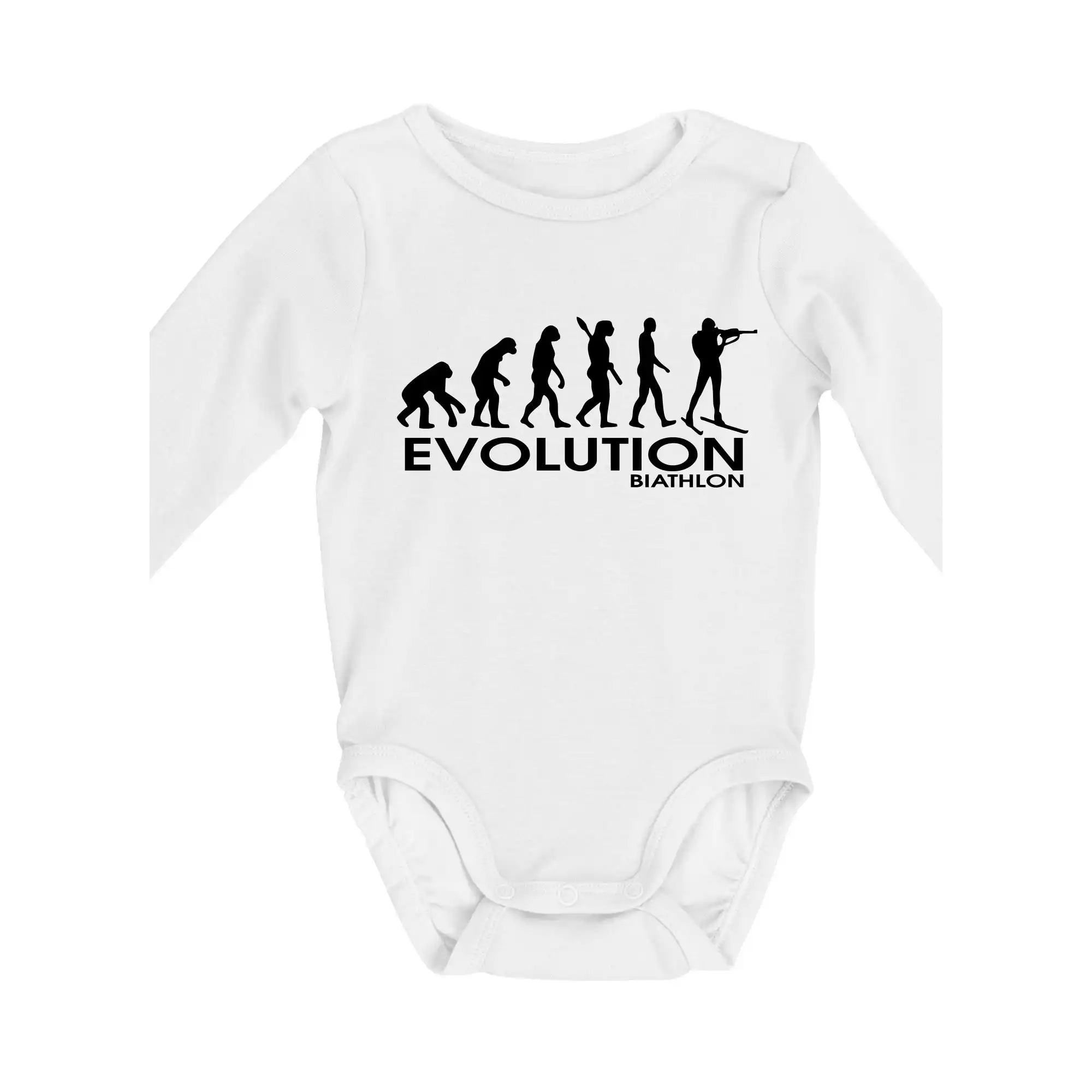 Tričká s potlačou evolúcia - Biathlon - Evolúcia biatlonu - Body dojčenské s dlhým rukávom