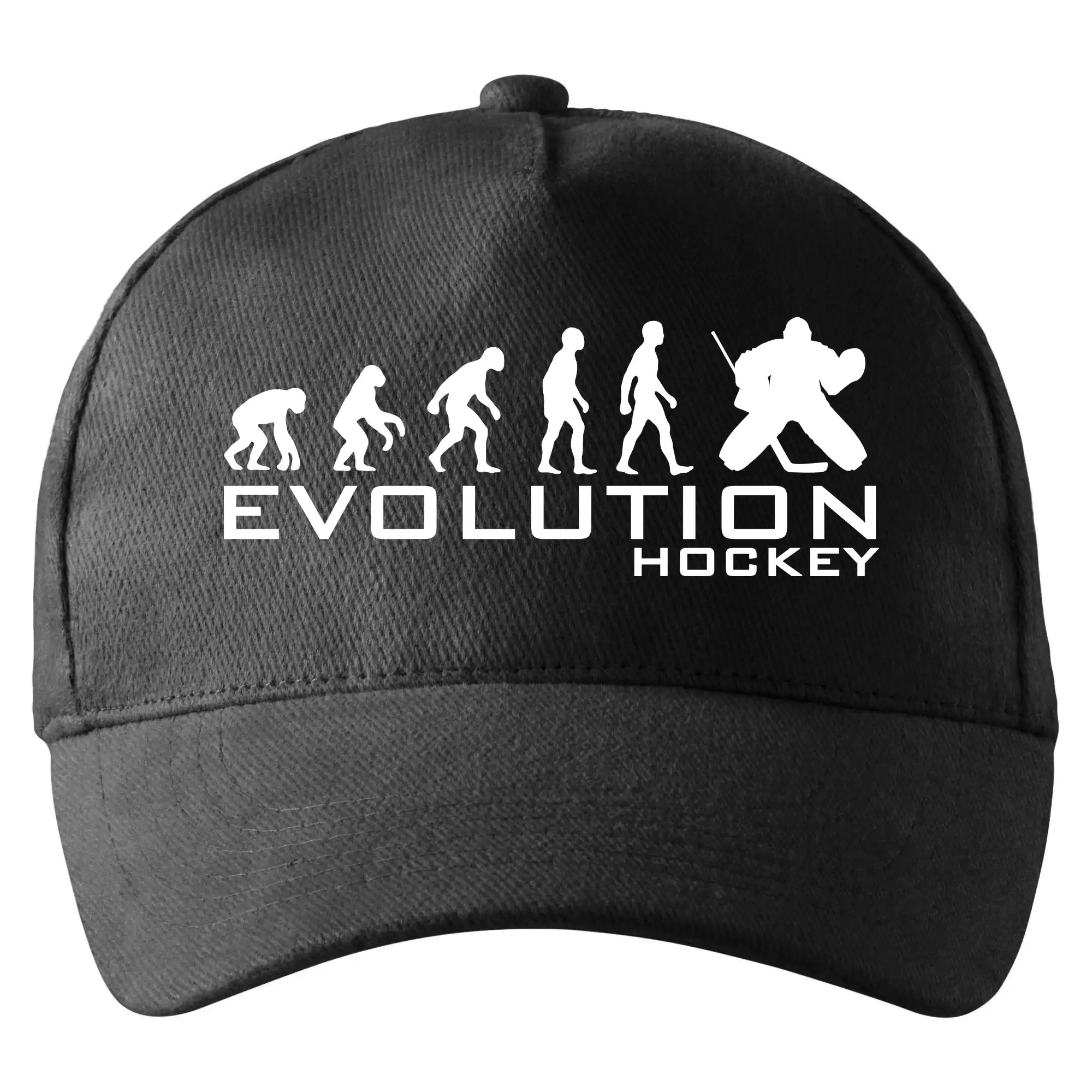 Tričká s potlačou evolúcia - Evolúcia Hockey brankár - Šiltovka so zahnutým šiltom a mosaznou sponou