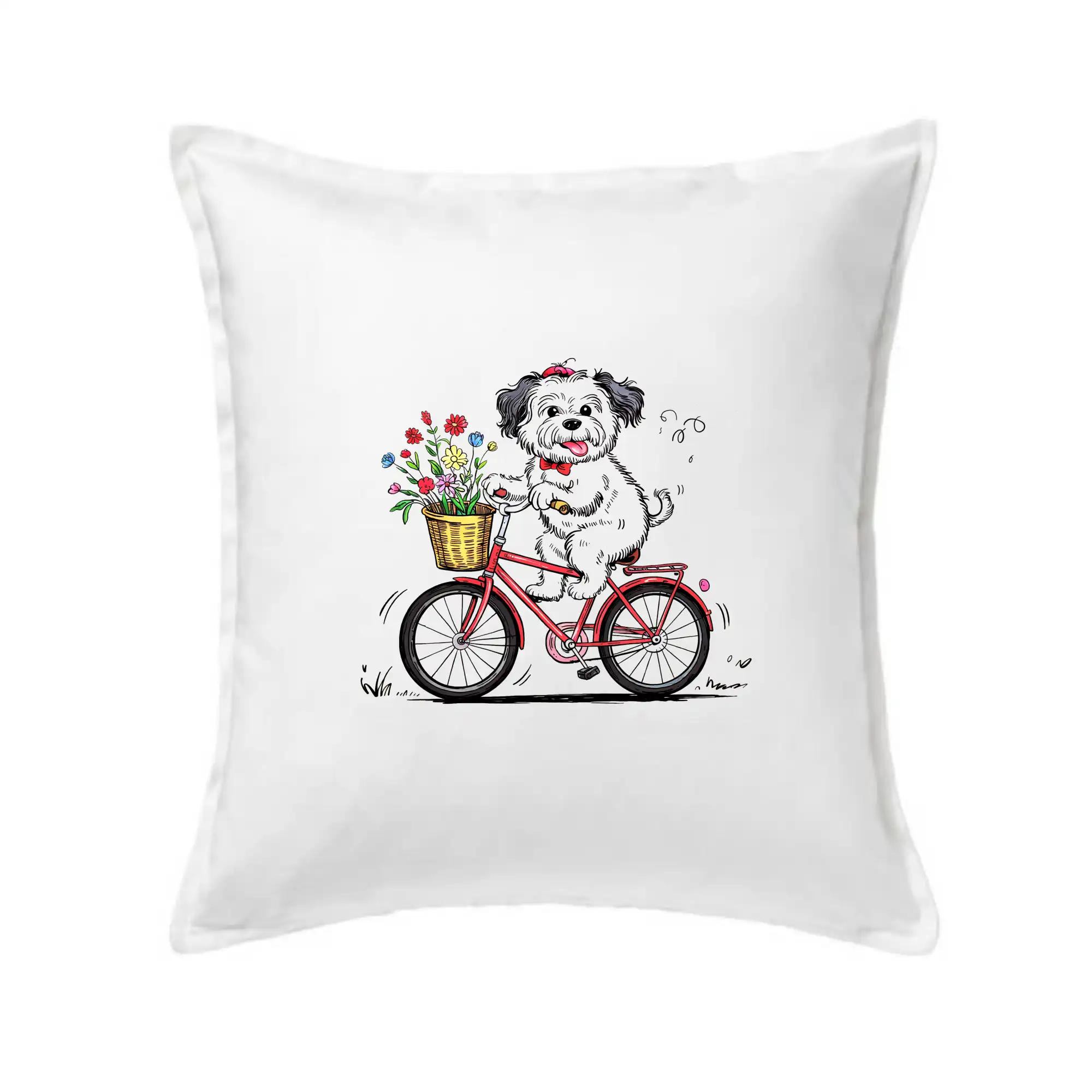 Ostatné psie plemená - Havanský psík na bicykli - Vankúš 50x50