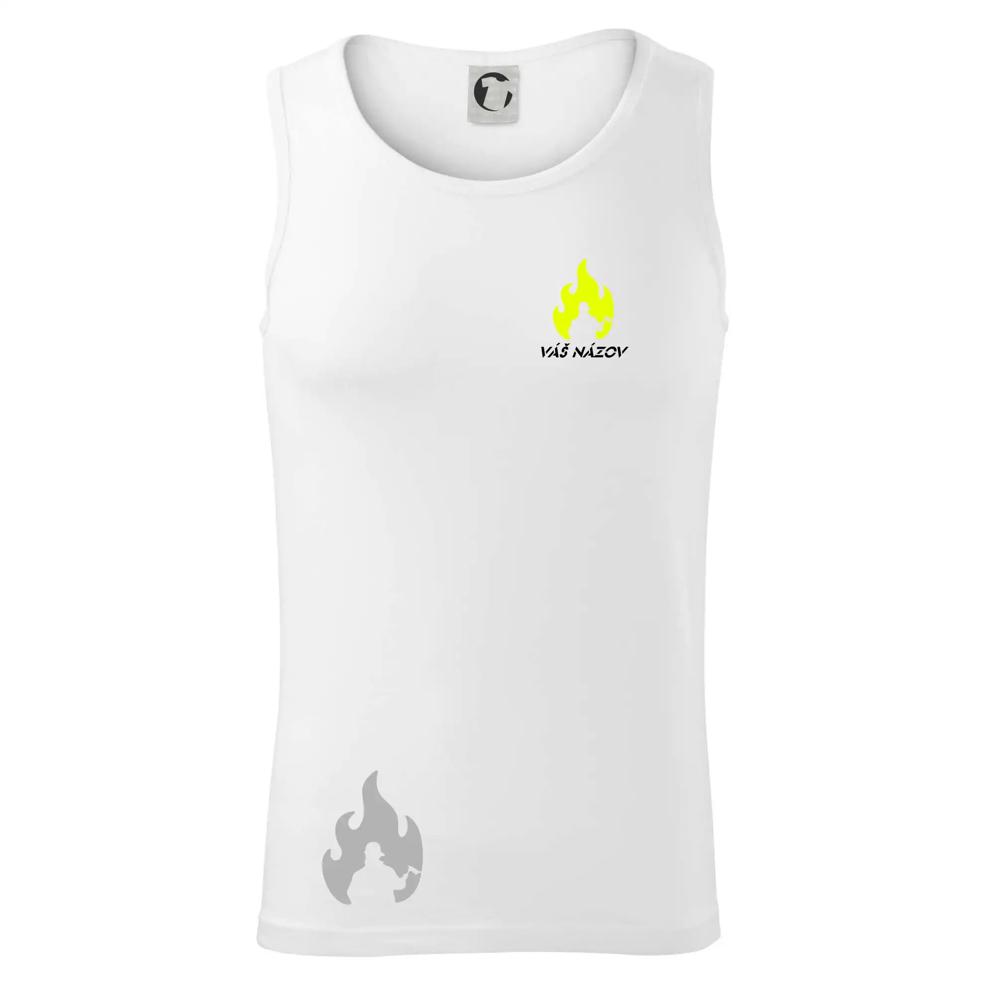 Originálne tričká pre hasičov - Hasiči - oheň - Váš názov - Prsník + chrbát - Tielko pánske Core