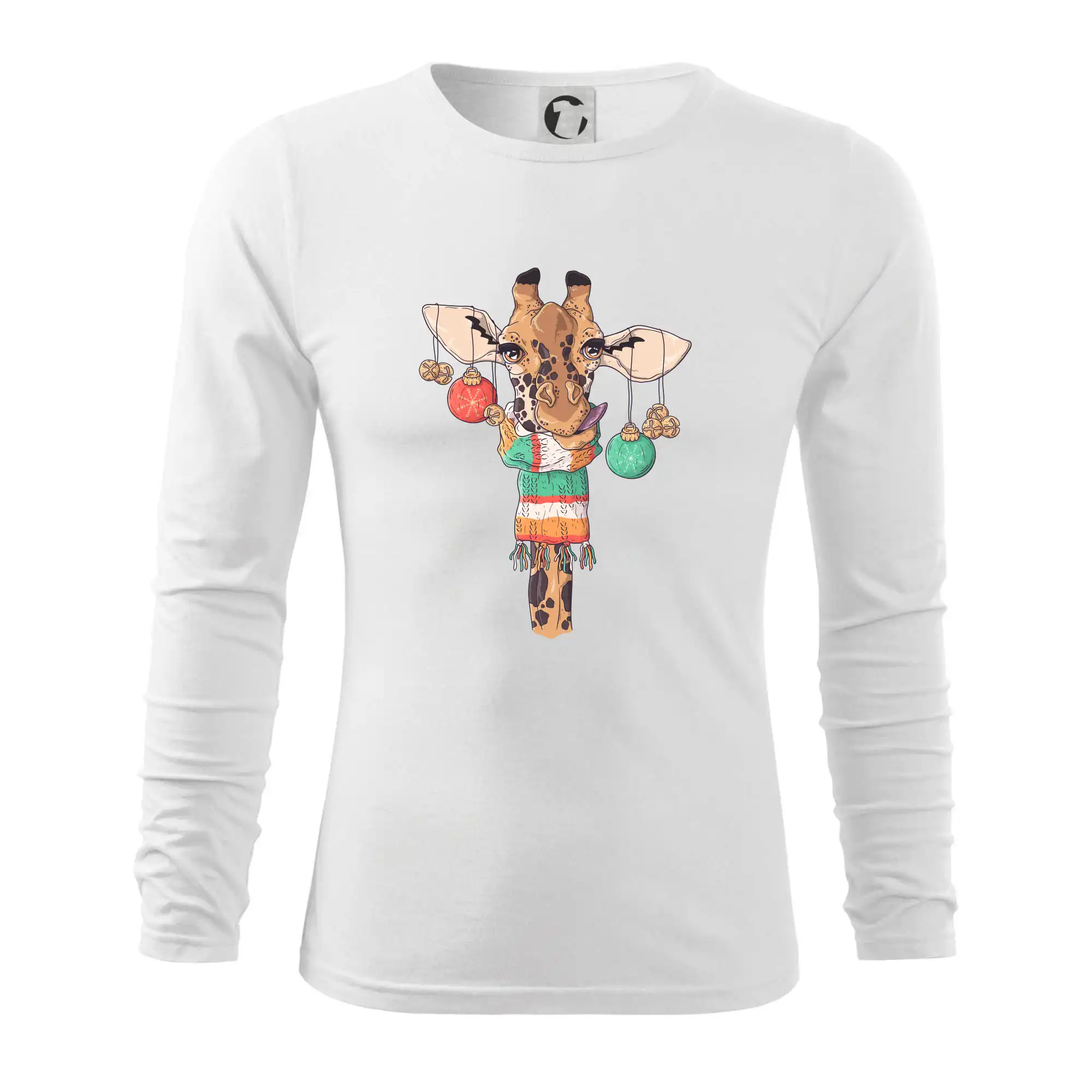 Vianočné tričká - Vianočná žirafa - Tričko s dlhým rukávom FIT-T long sleeve