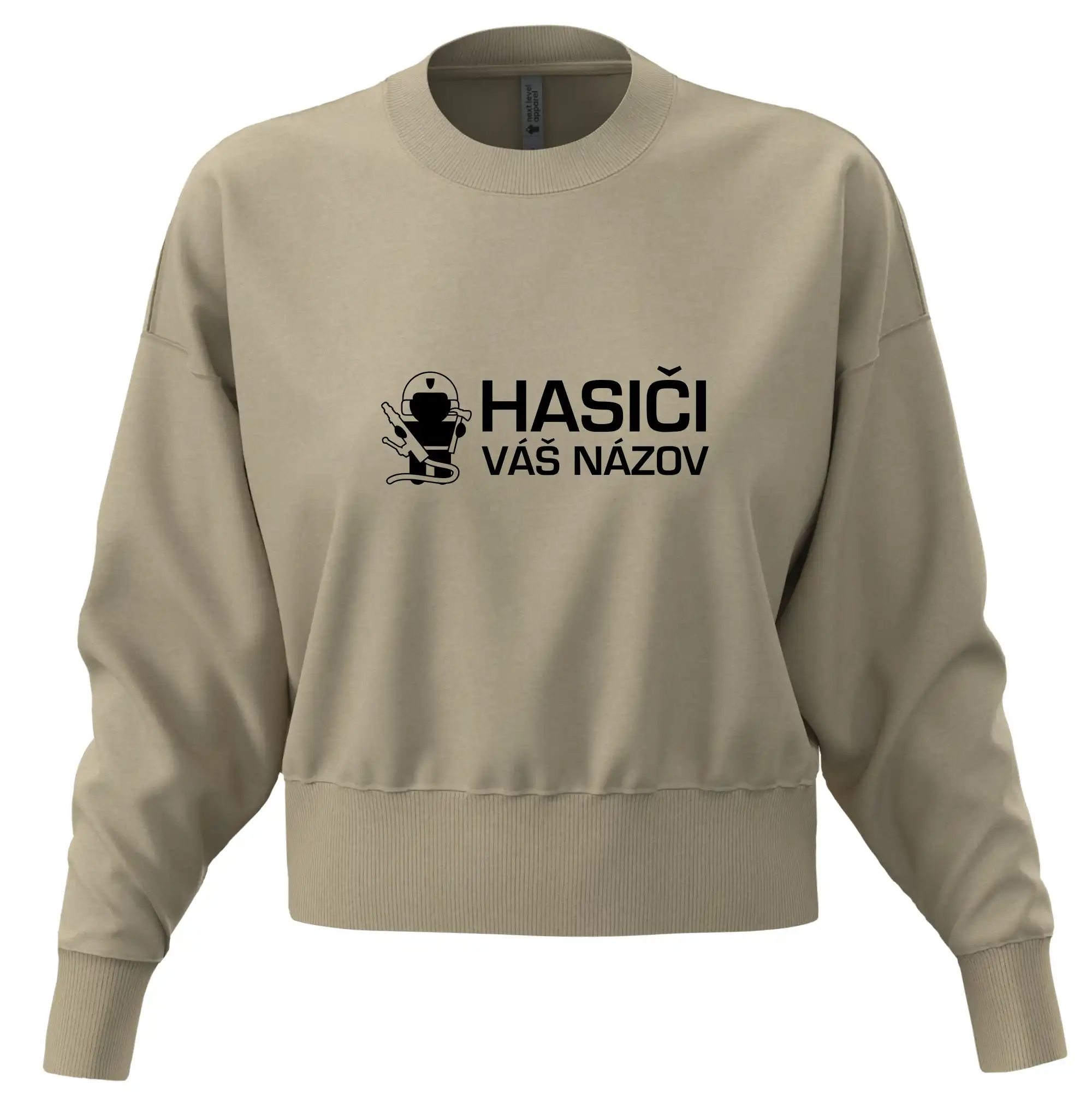 Originálne tričká pre hasičov - Hasiči postavička - vlastný nápis - Mikina oversize crop OVERSIZE