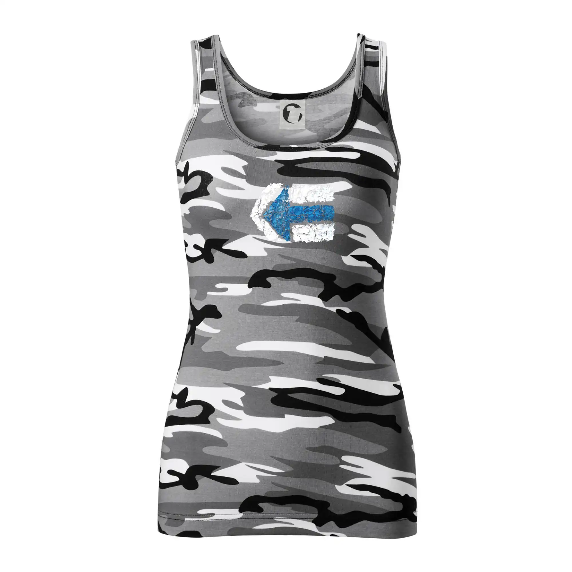 Trička na kempovanie - Párová turistická značka modrá - Maskáčové tielko